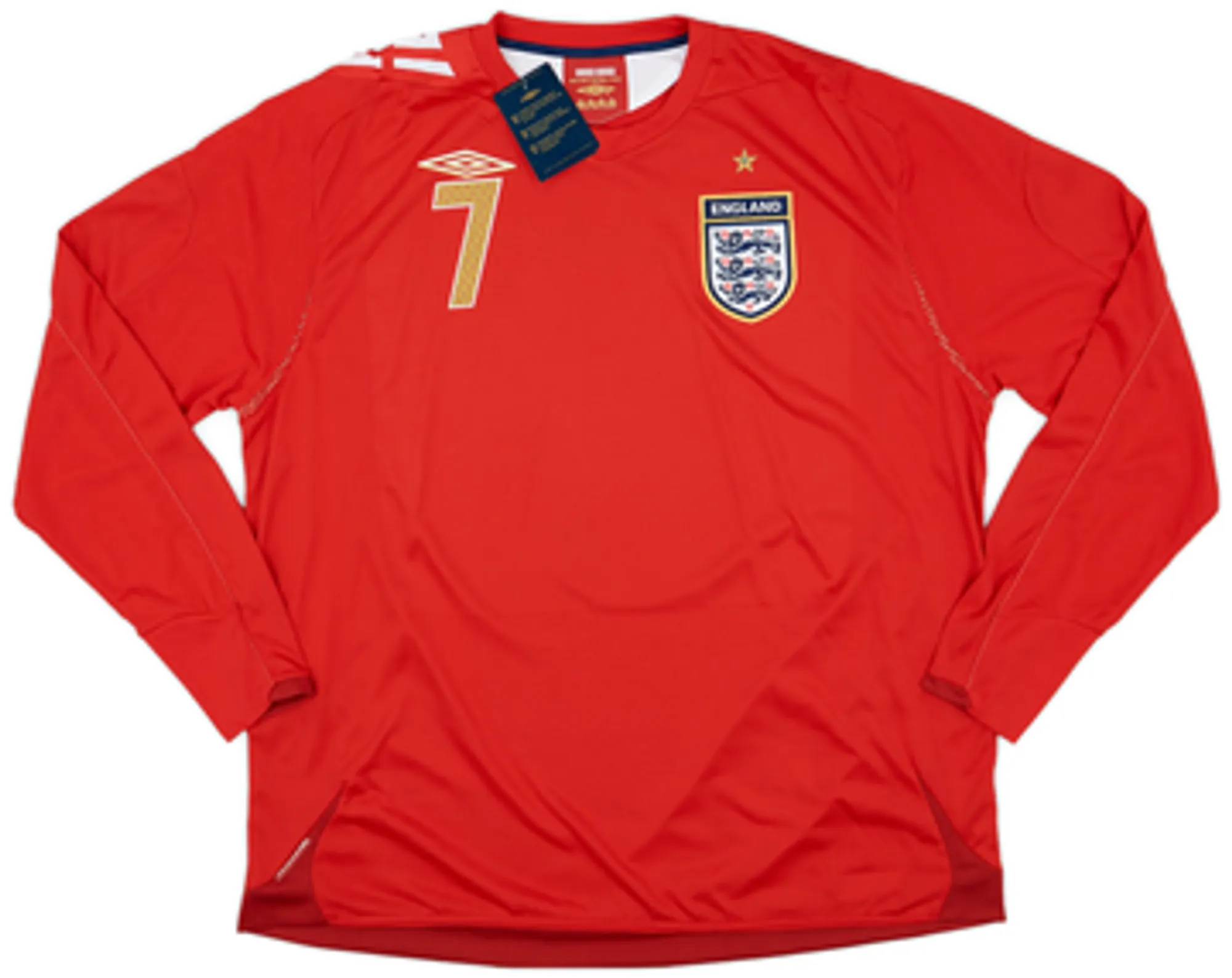 2006-08 England Away L/S Shirt Beckham #7 (XXL)