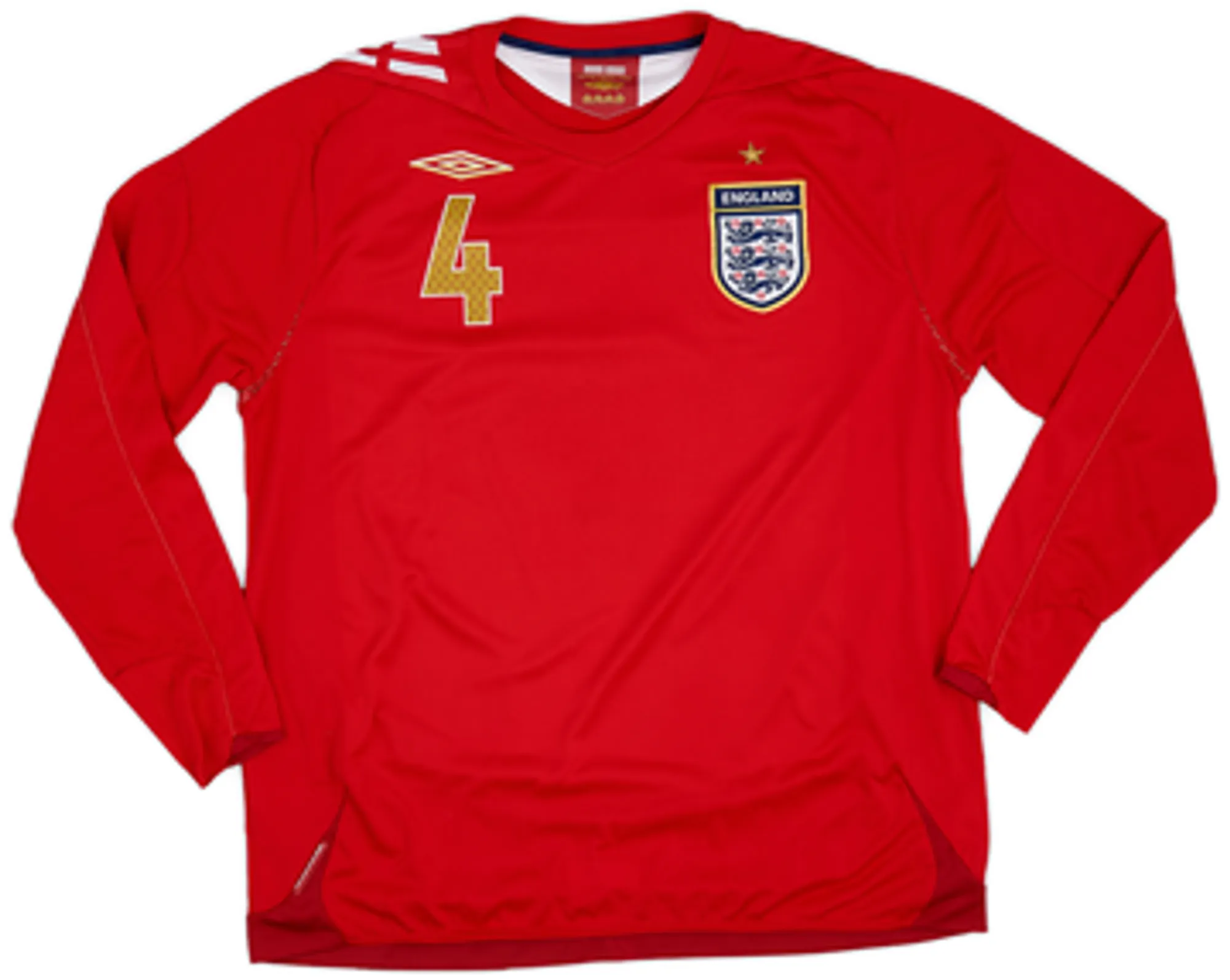 2006-08 England Away L/S Shirt Gerrard #4 - 8/10 - (XL)