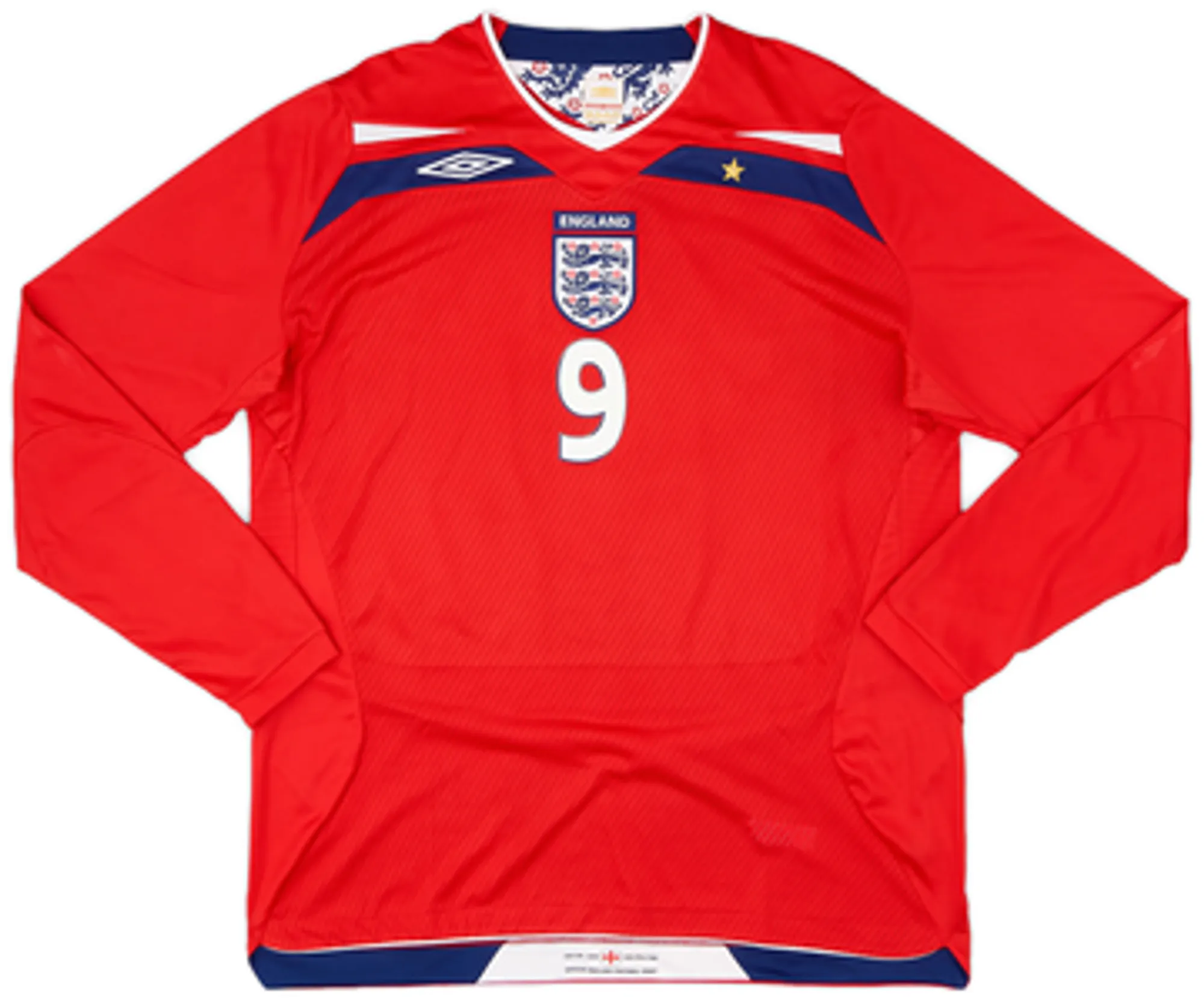2008-10 England Away L/S Shirt Rooney #9 - 9/10 - (L)