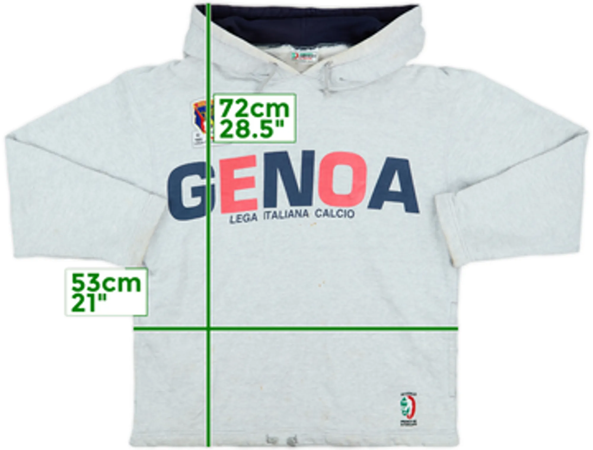 1993-94 Genoa 'Italian Football League' Hooded Sweat Top - 5/10 - (S)