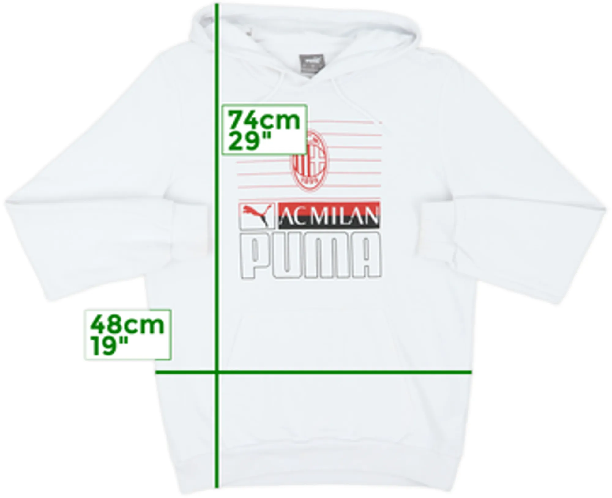 2022-23 AC Milan Puma Hooded Sweat Top - 8/10 - (M)