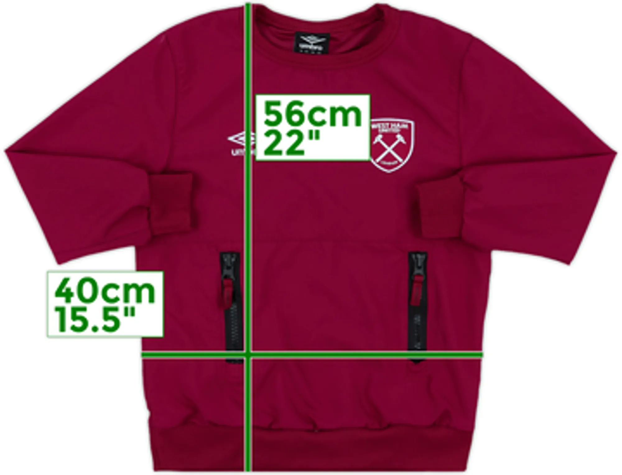 2022-23 West Ham Umbro Sweat Top - 9/10 - (S.Boys)
