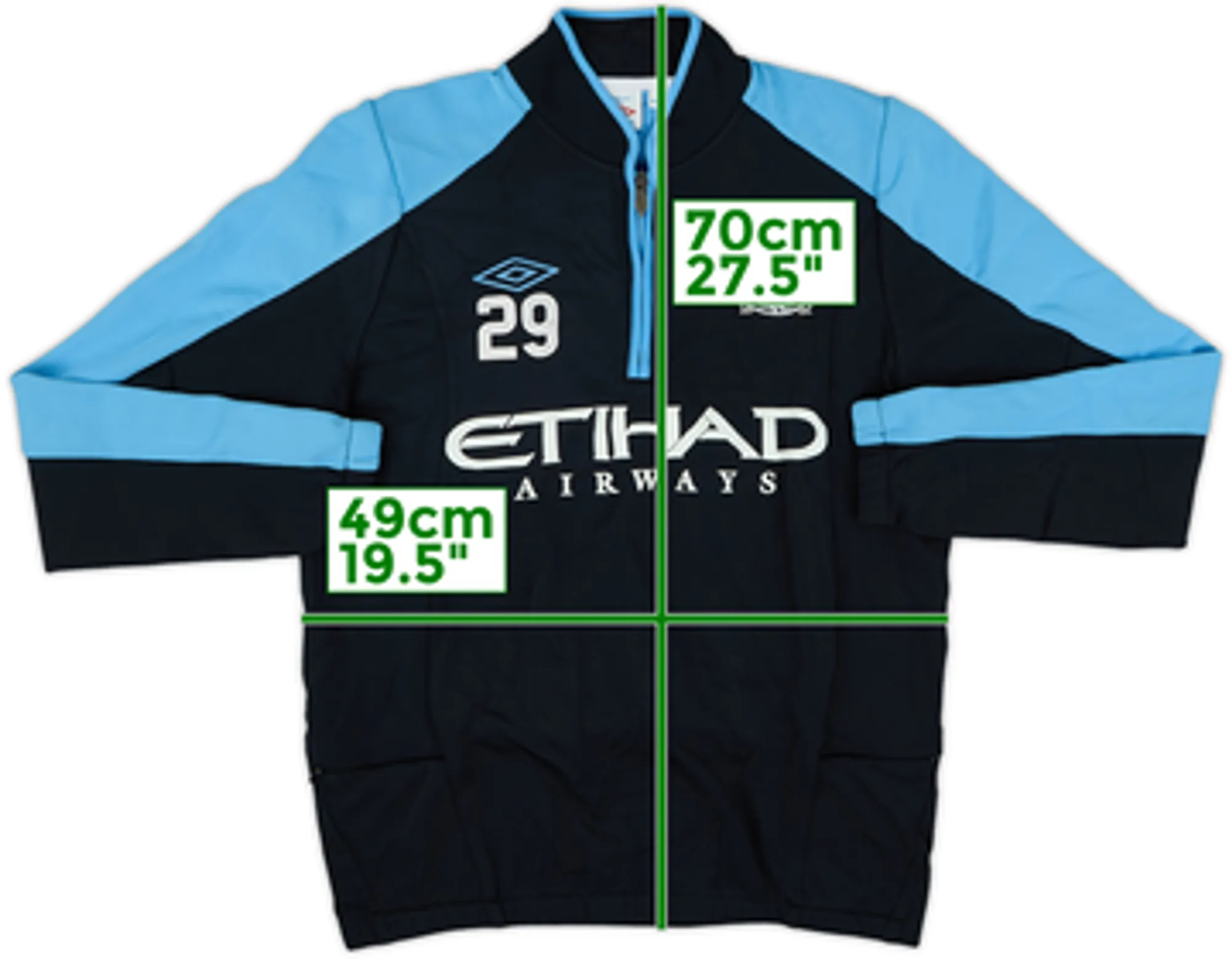 2011-12 Manchester City Player Issue Umbro 1/4 Zip Drill Top #29 - 8/10 - (M)