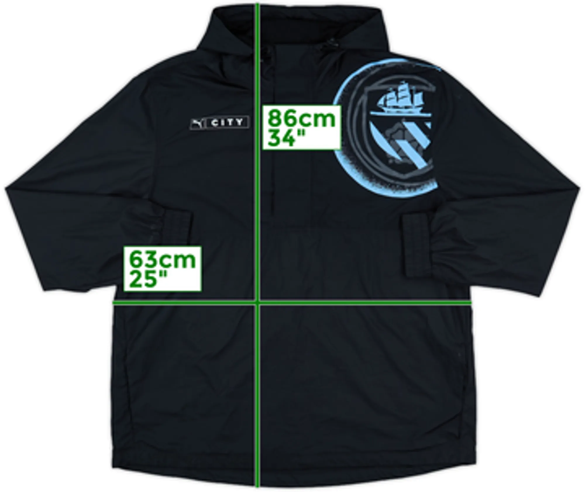 2022-23 Manchester City Puma Hooded 1/4 Zip Training Top - 8/10 - (L)