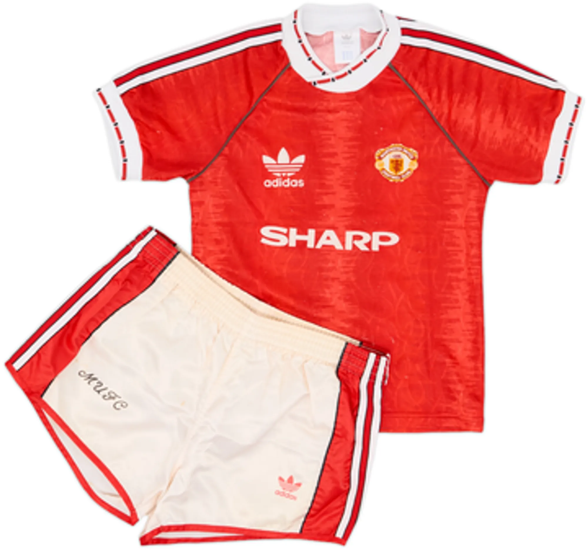 1990-92 Manchester United Home Shirt & Shorts - 5/10 - (S.Boys)