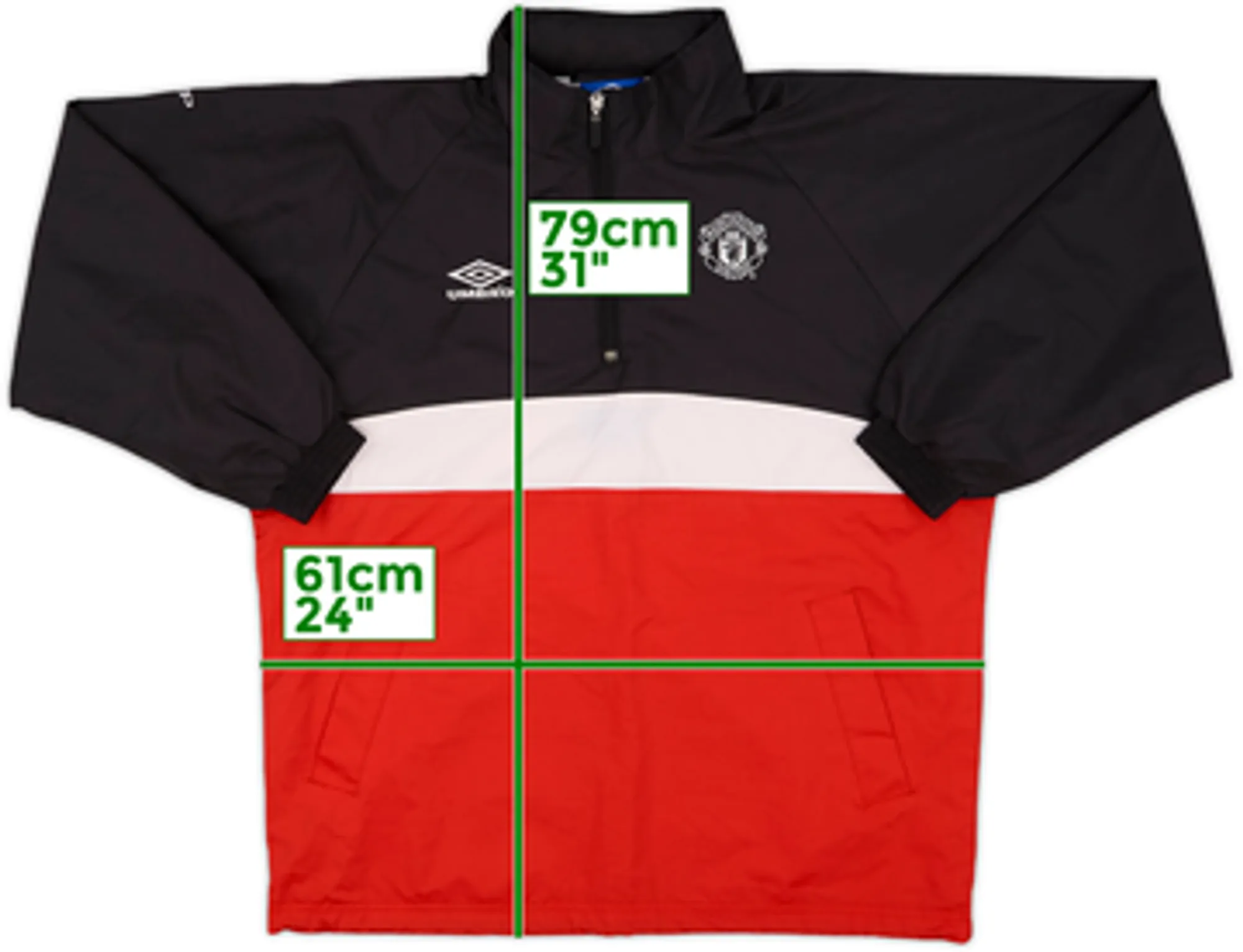 1998-00 Manchester United Umbro 1/4 Zip Drill Top - 10/10 - (XL.Boys)