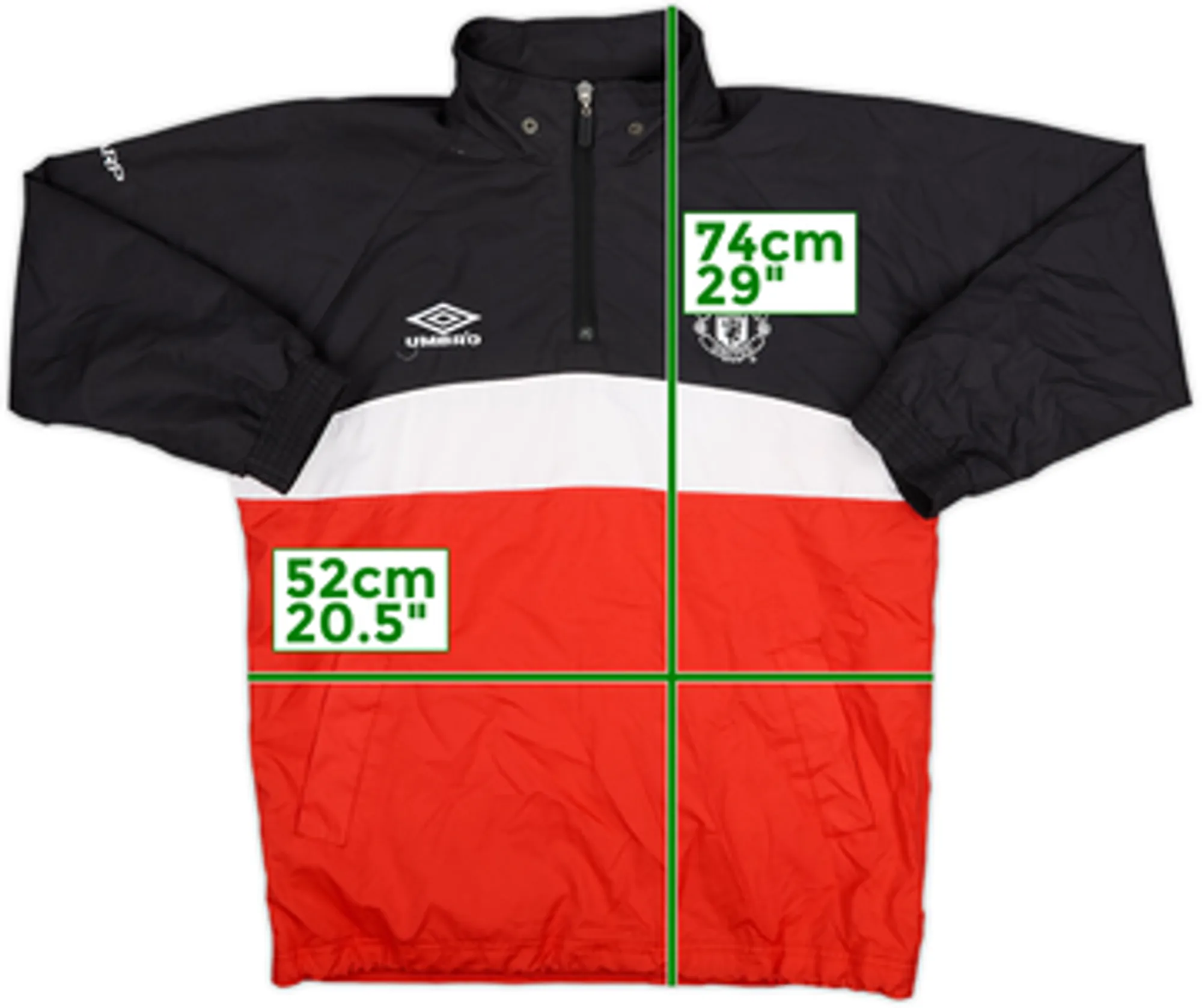 1998-00 Manchester United Umbro 1/4 Zip Hooded Drill Top - 10/10 - (L.Boys)