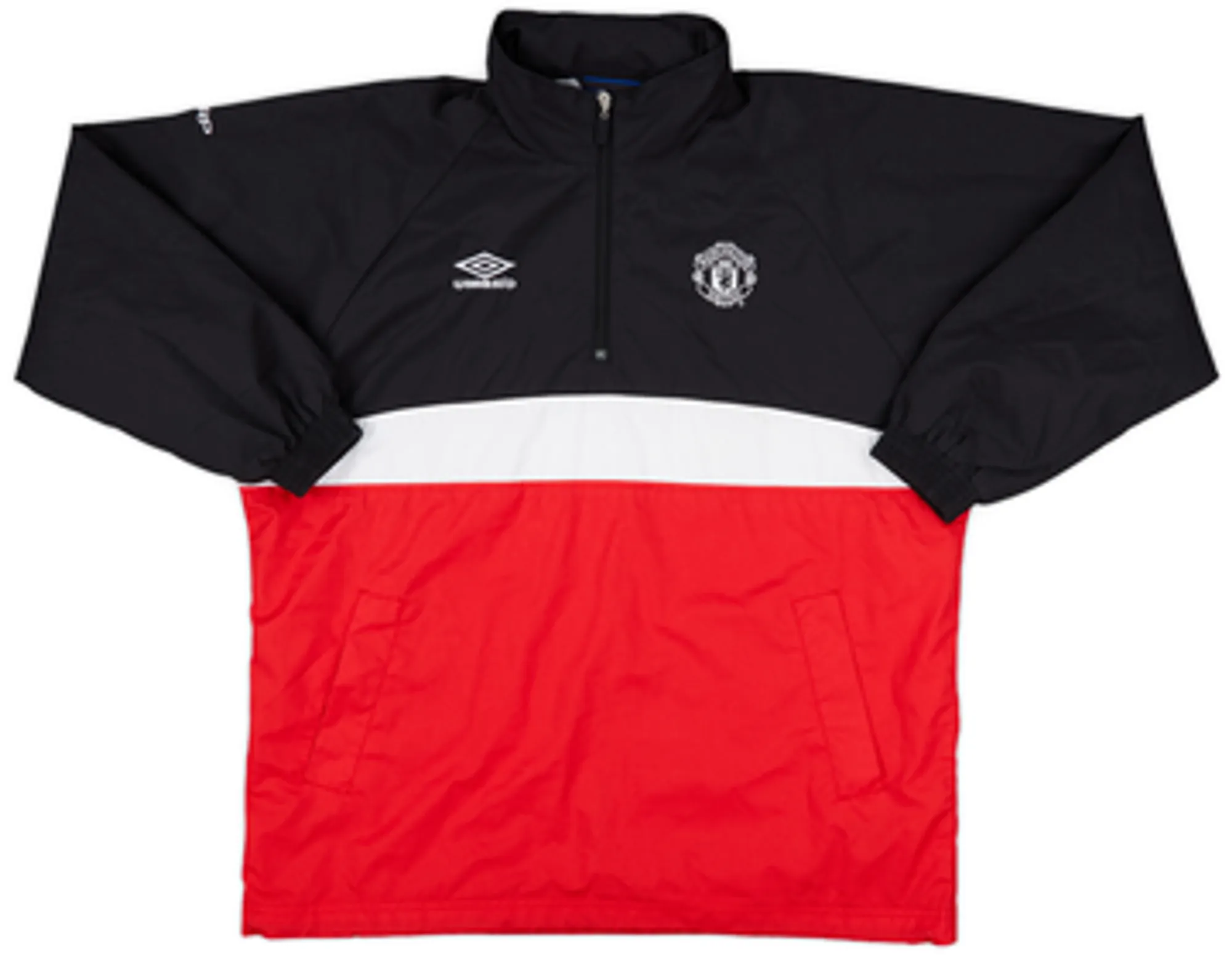 1998-00 Manchester United Umbro Hooded 1/4 Zip Drill Top - 8/10 - (S)