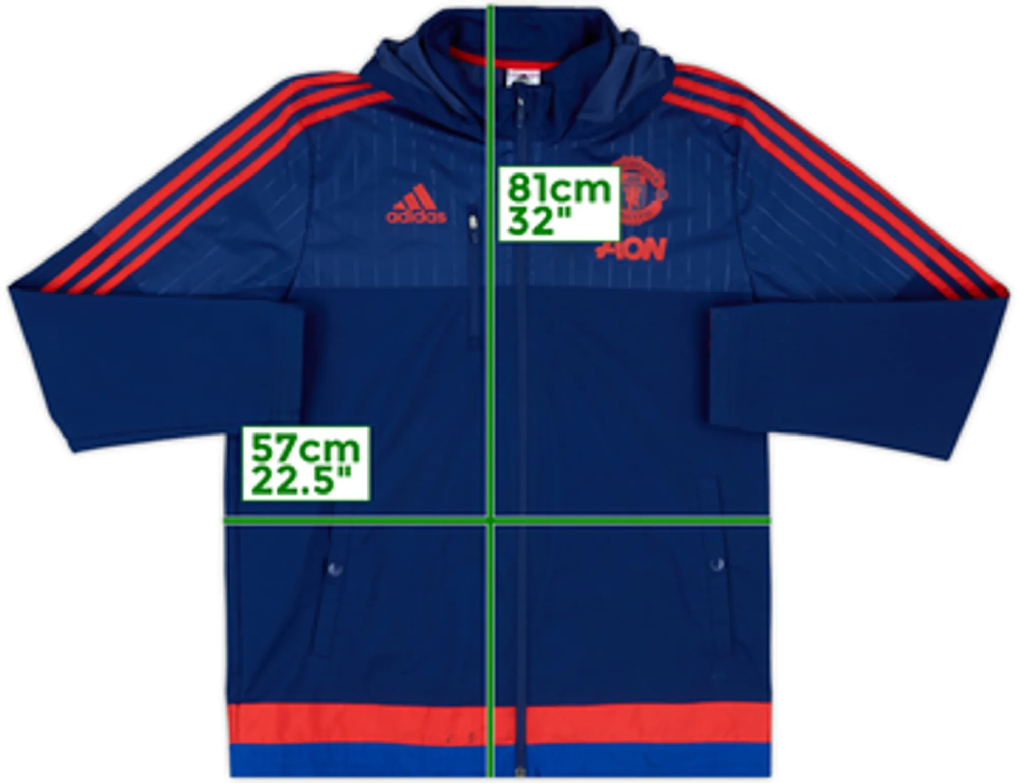 2015-16 Manchester United adidas Hooded Rain Coat - 8/10 - (L)