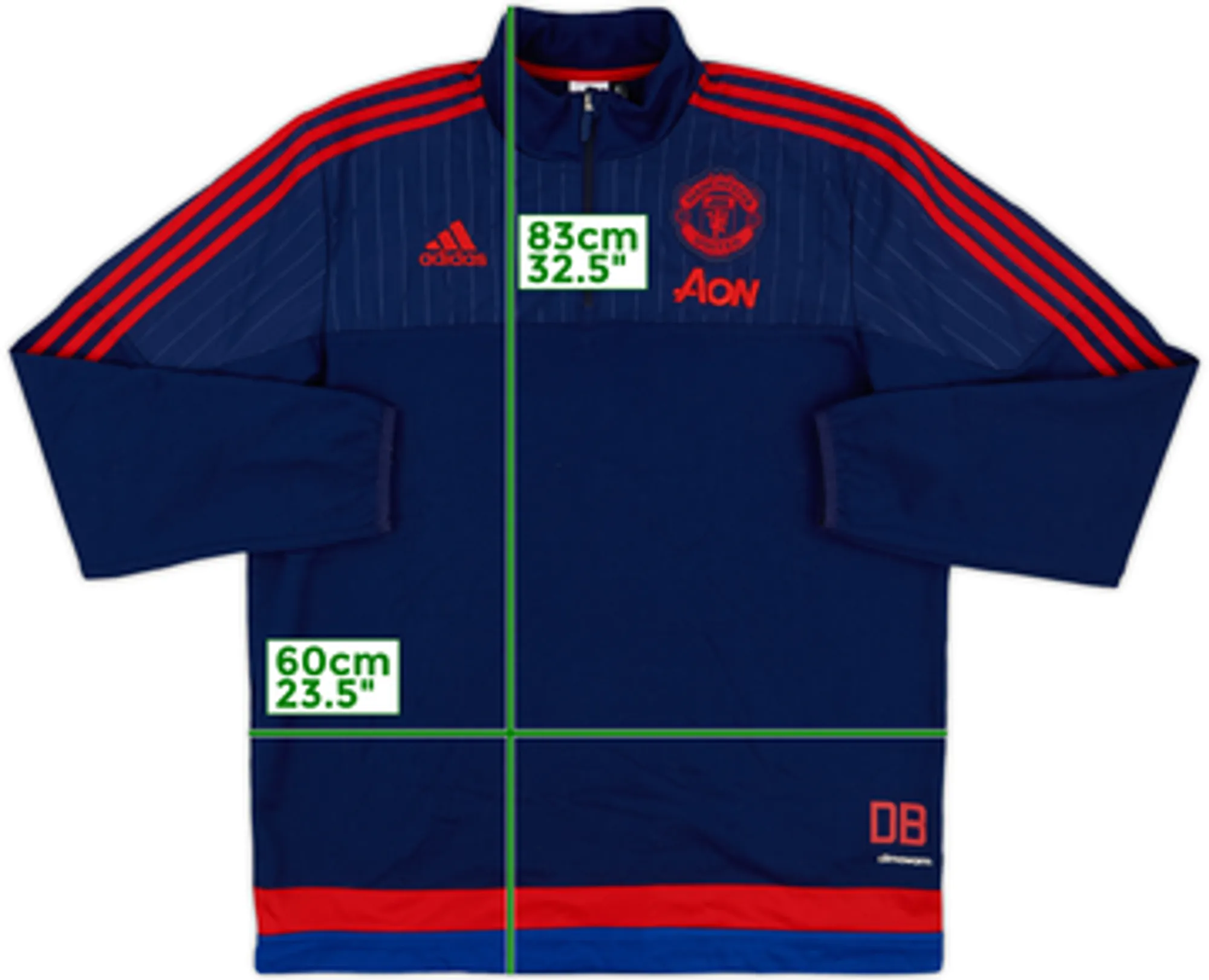 2015-16 Manchester United adidas Staff Issue 1/4 Zip Training Top DB - 8/10 - (XL)