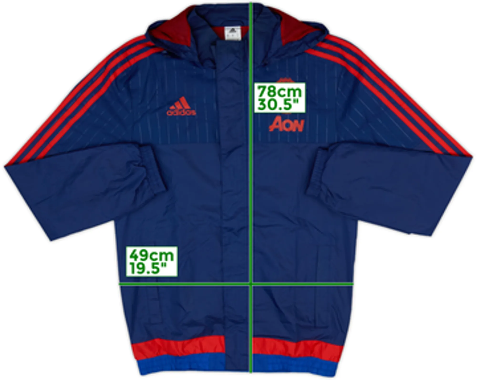 2015-16 Manchester United adidas Hooded Rain Jacket - 8/10 - (S)