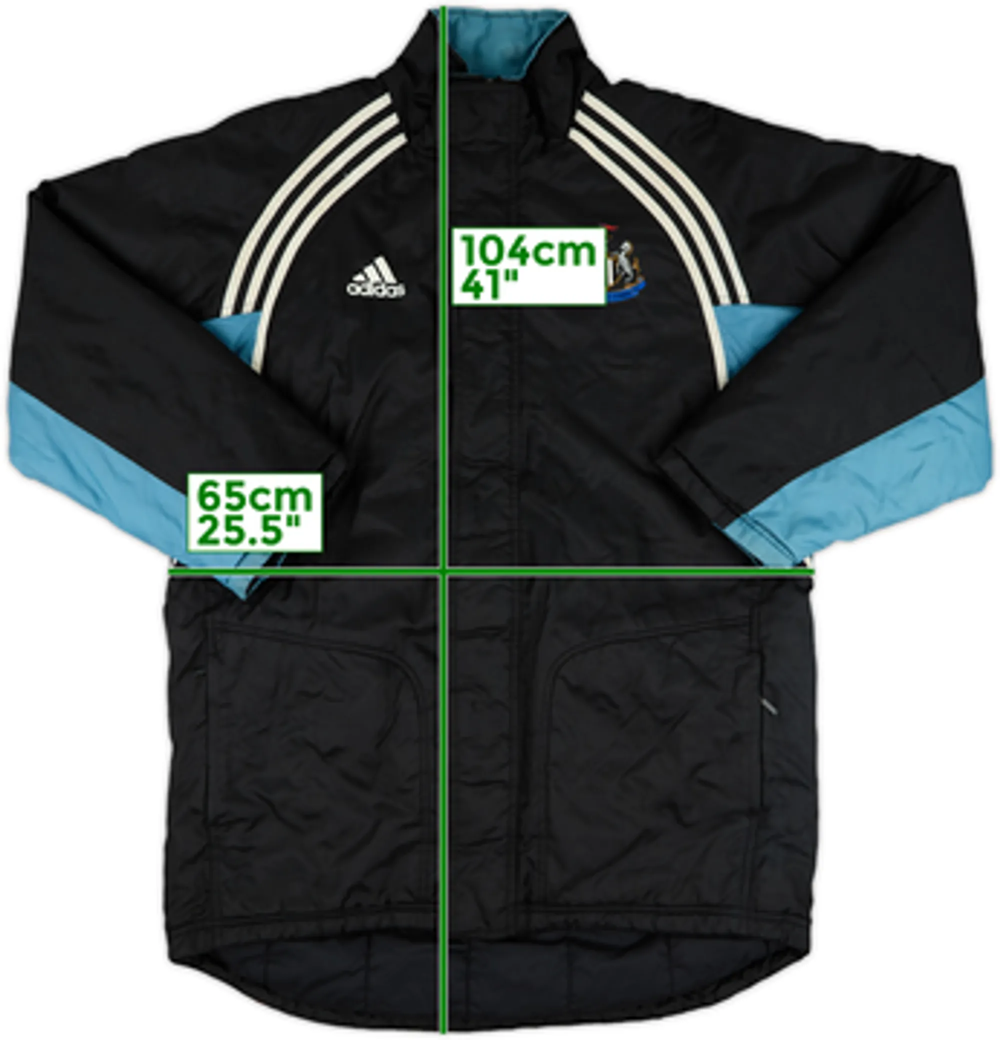 2000-01 Newcastle adidas Padded Bench Coat - 9/10 - (L/XL)