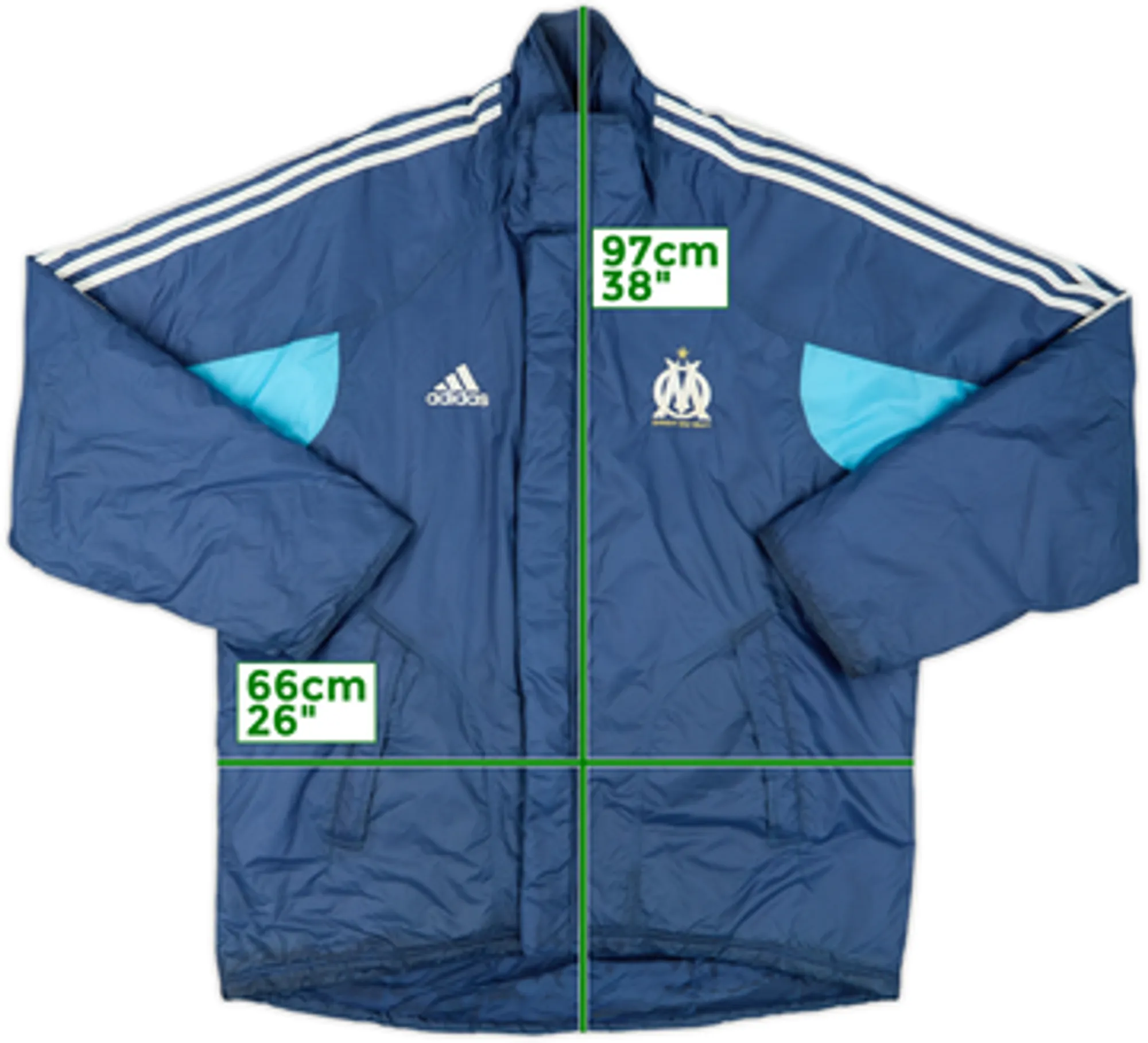 2004-05 Olympique Marseille adidas Padded Bench Coat - 8/10 - (L/XL)