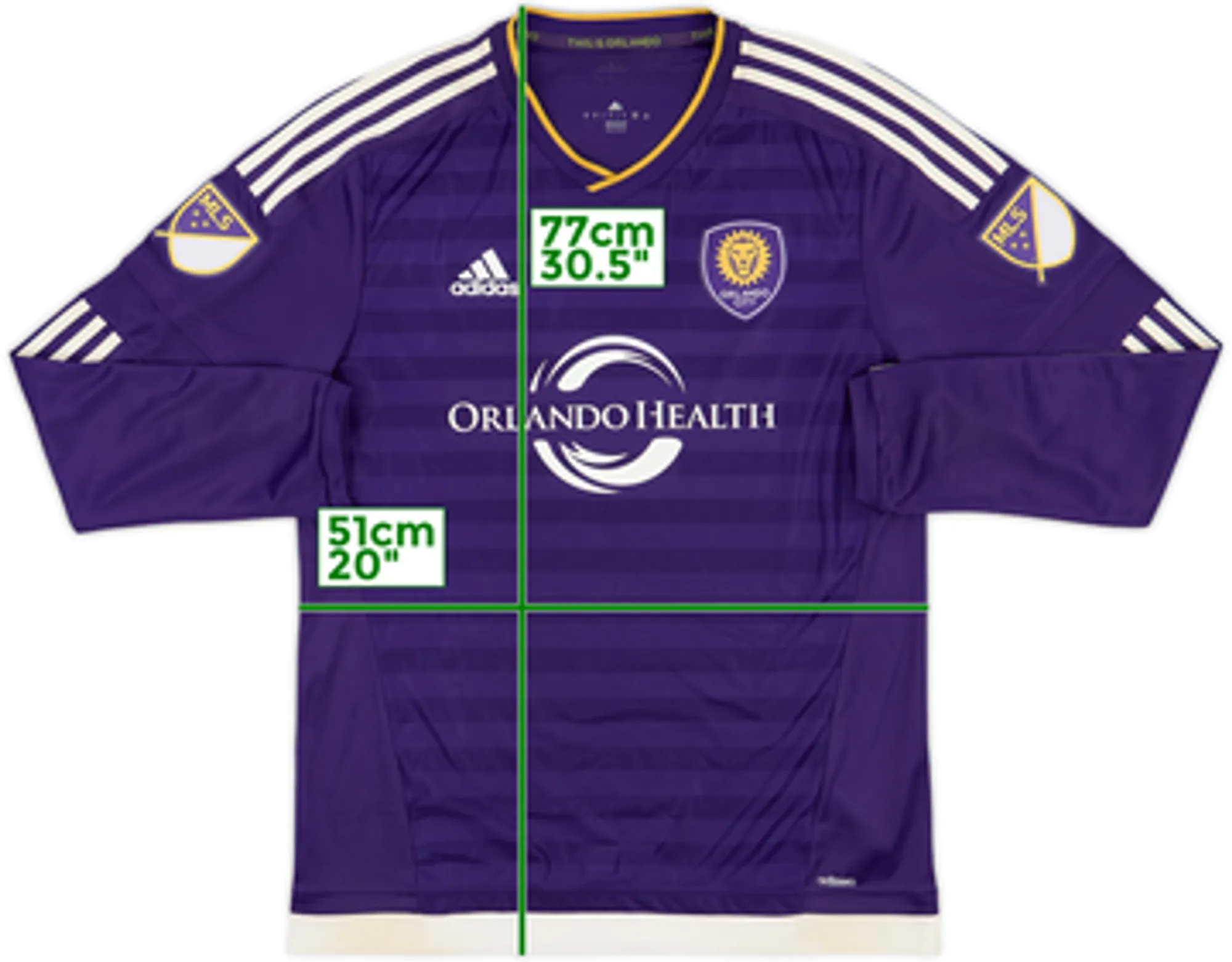 2014 Orlando City Authentic Home L/S Shirt - 8/10 - (L)
