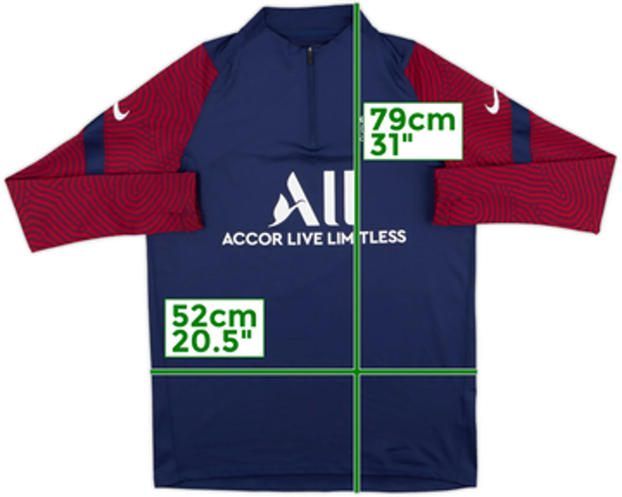 2020-21 Paris Saint-Germain Nike 1/4 Zip Drill Top - 9/10 - (L)