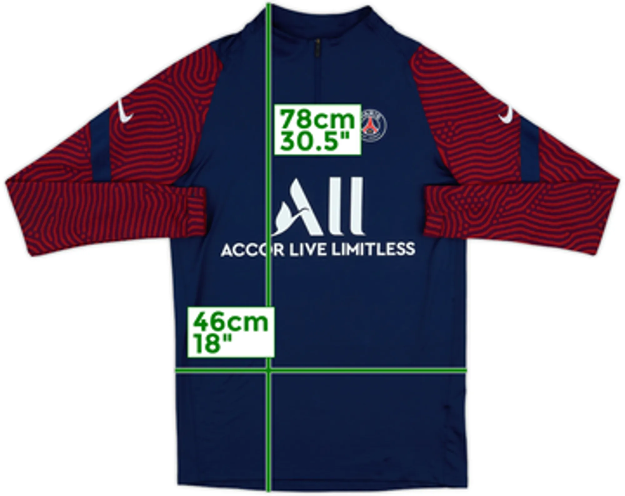 2020-21 Paris Saint-Germain Nike 1/4 Zip Training Top - 8/10 - (S)