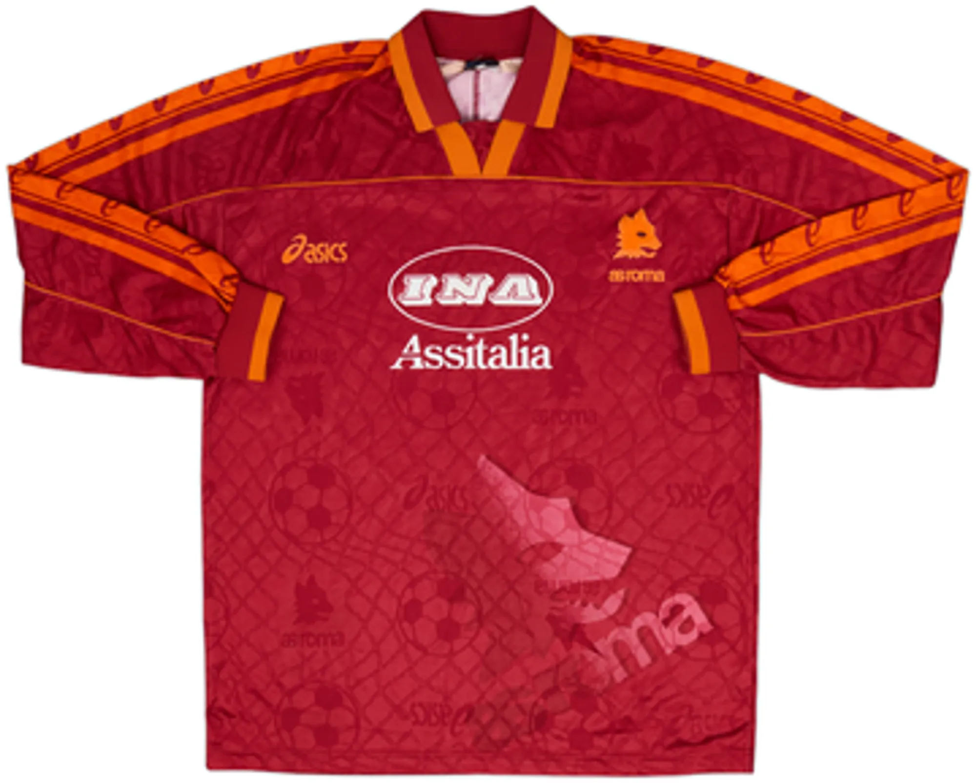 1995-96 Roma Home L/S Full Kit - 7/10 - (L)