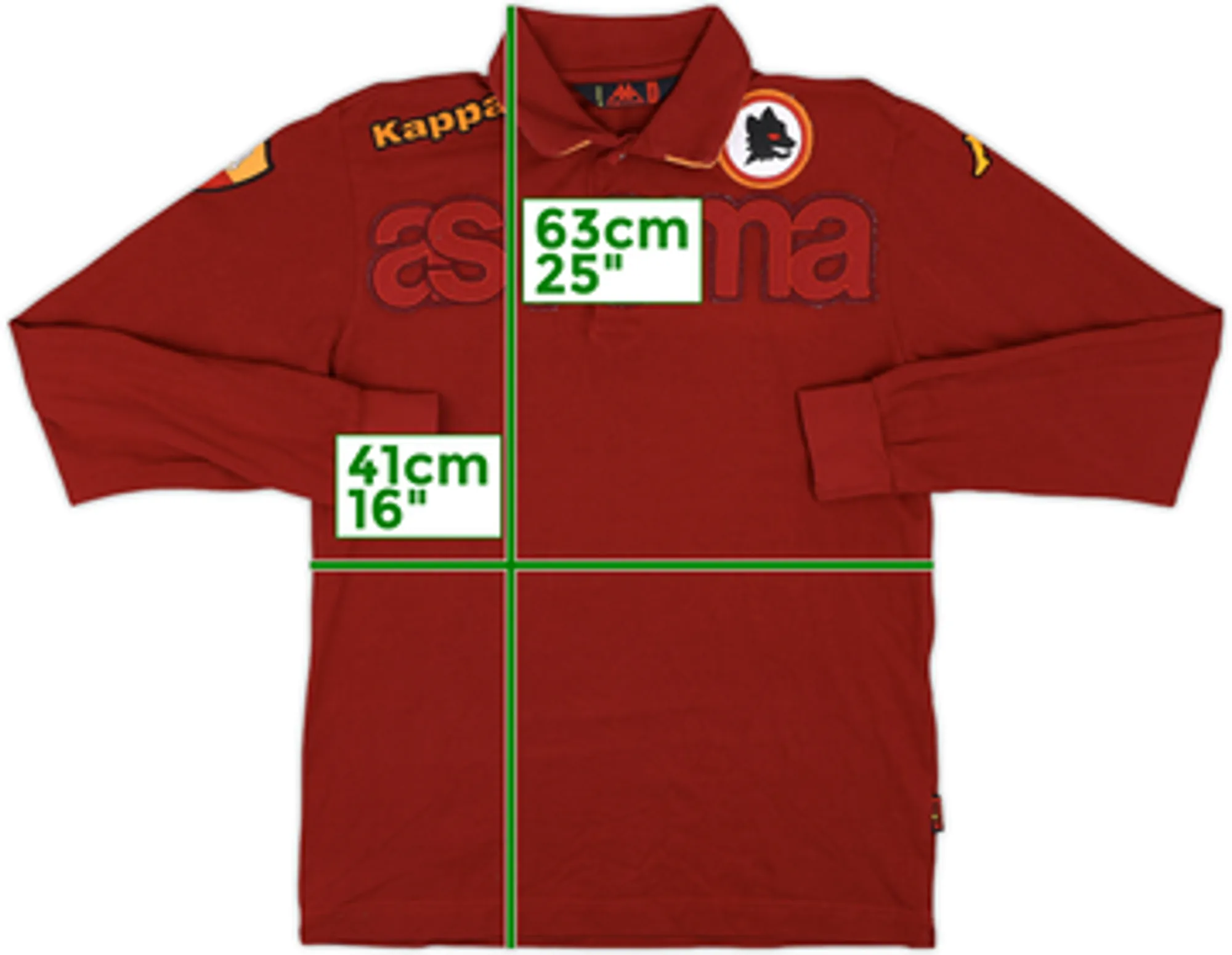 2007-08 Roma Kappa Polo L/S Shirt - 9/10 - (S)