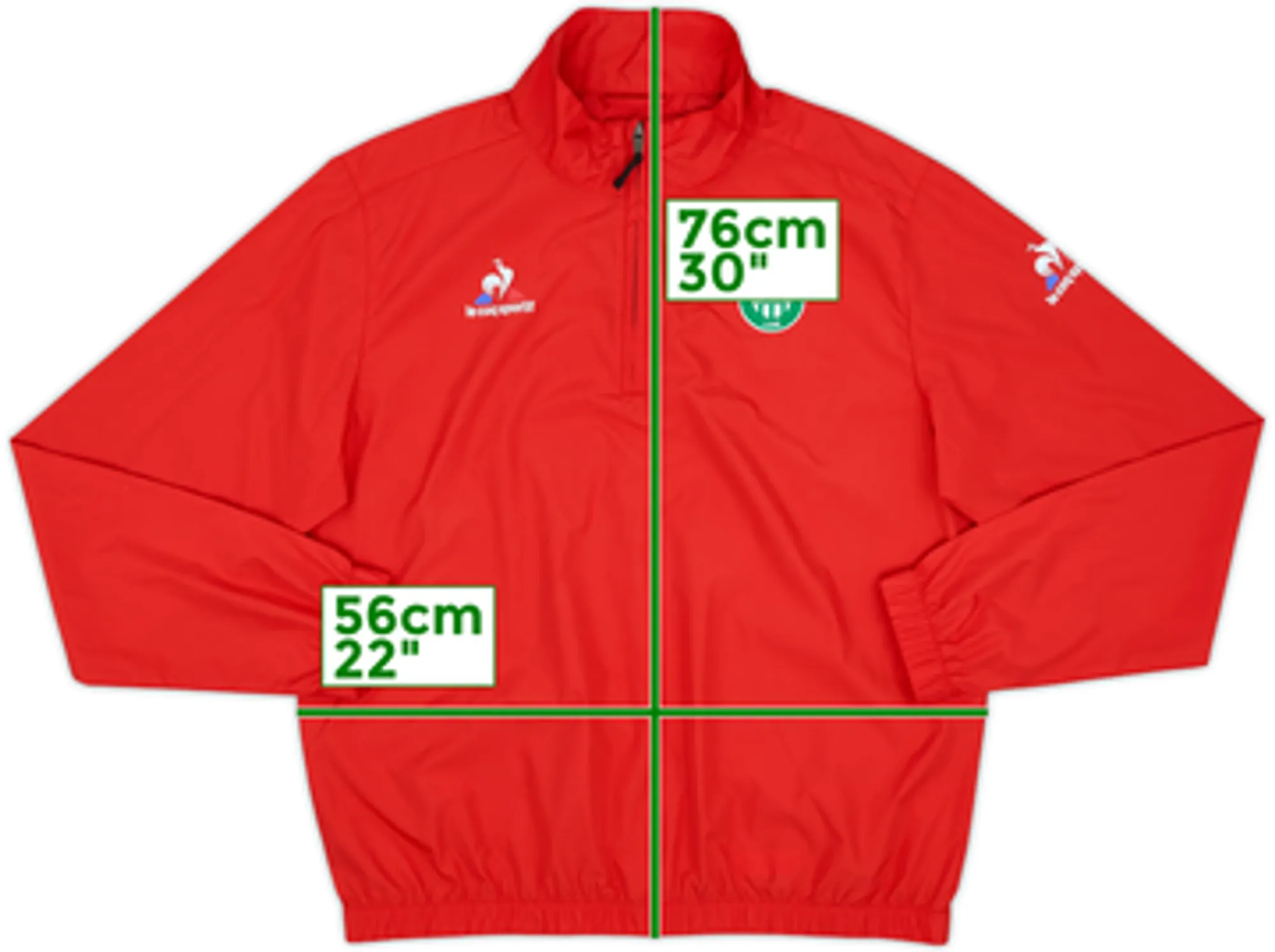 2016-17 Saint-Etienne Le Coq Sportif 1/4 Zip Training Top - 8/10 - (L)