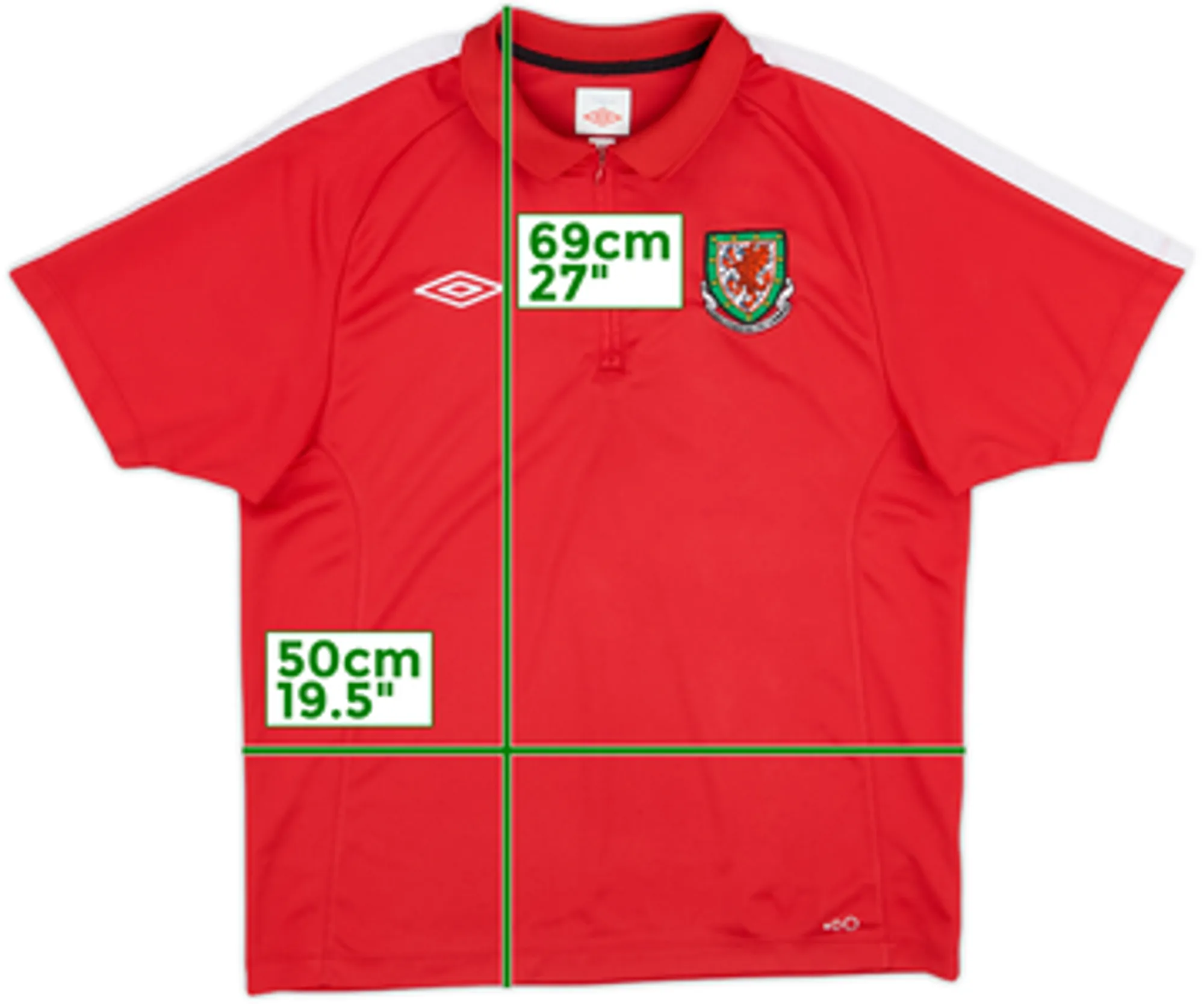 2010-11 Wales Umbro 1/4 Zip Polo Shirt - 8/10 - (M)