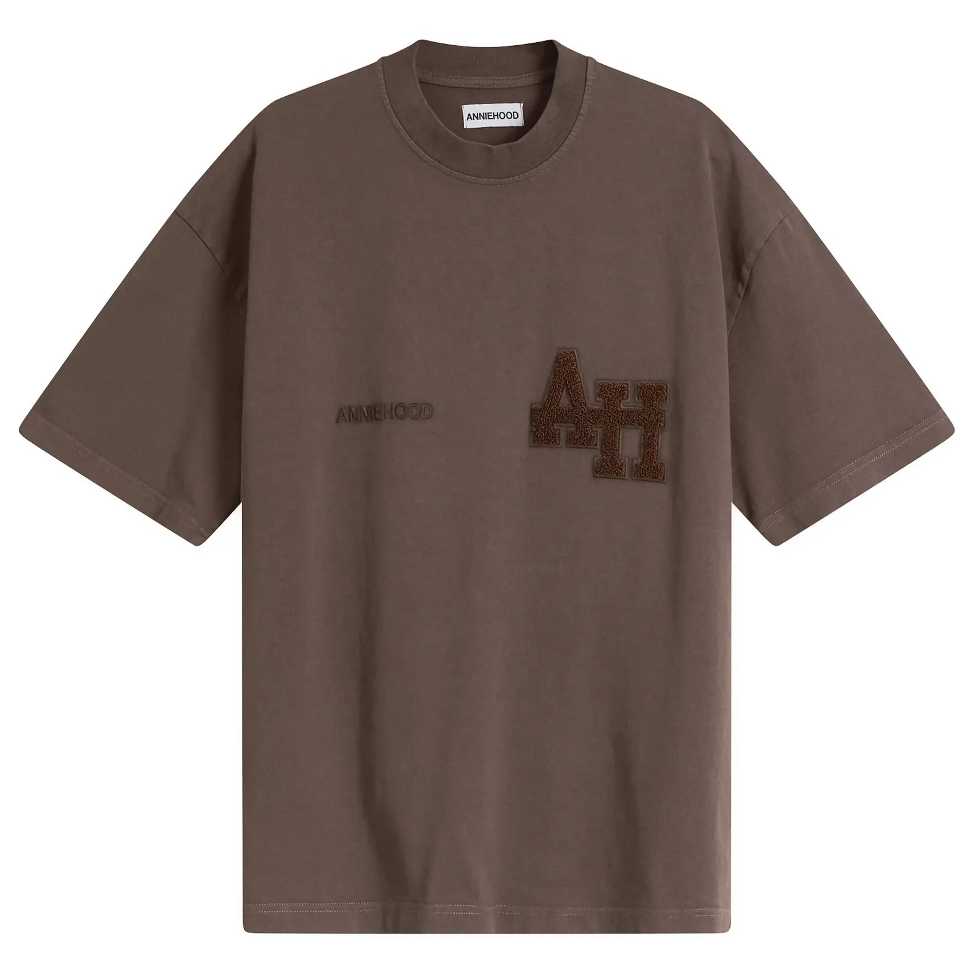 ANNIE HOOD Men's College T-Shirt Washed Brown