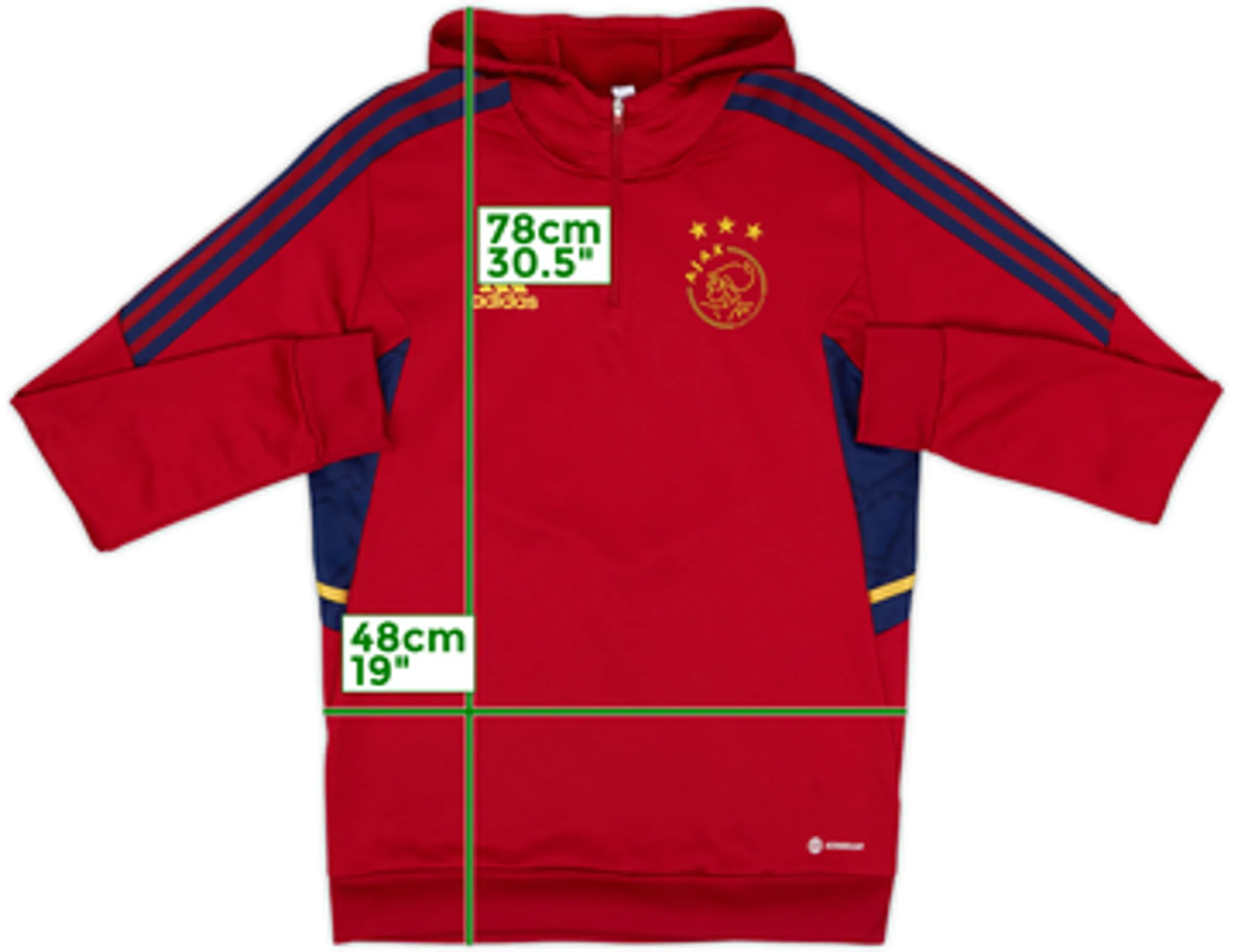 2022-23 Ajax adidas 1/4 Zip Hooded Drill Top - 10/10 - (M)