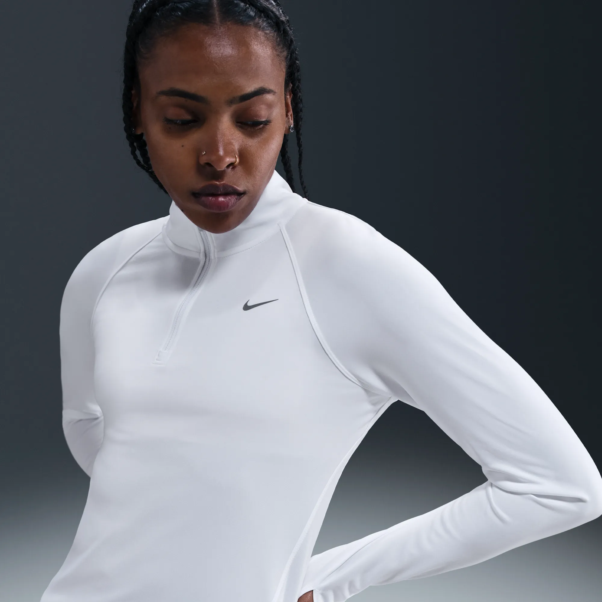 Nike Tempo Women's Dri-FIT 1/4-Zip Running Top - White - Polyester