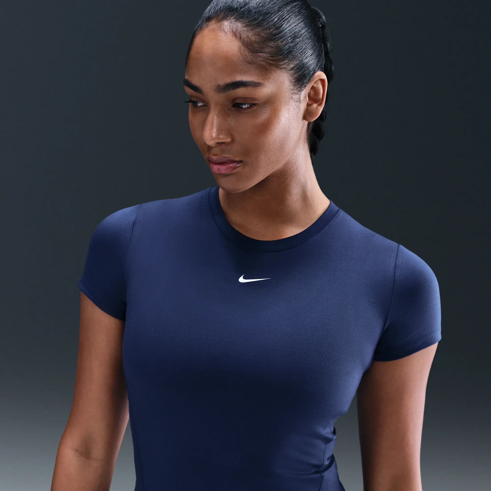 Nike One Women's Short-Sleeve Top - Blue - Polyester