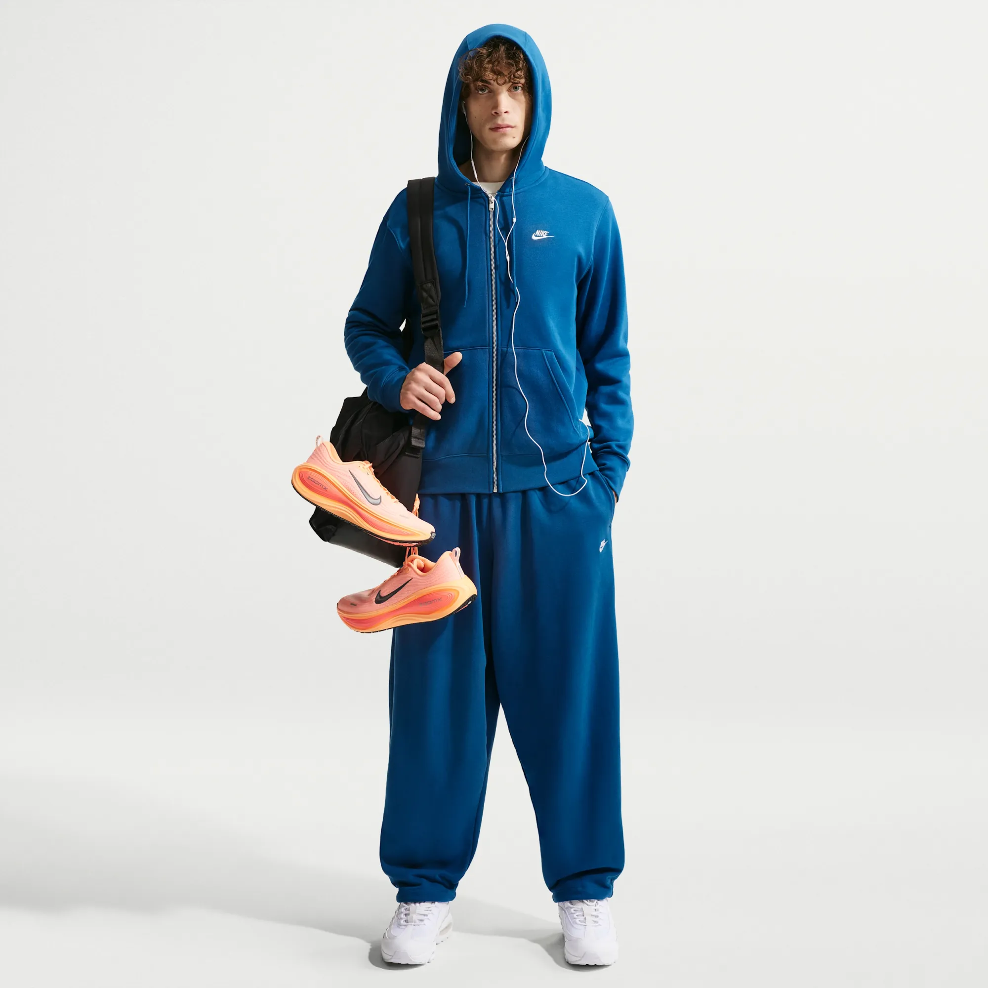 Nike Club Men's Oversized French-Terry Trousers - Blue - Cotton/Polyester