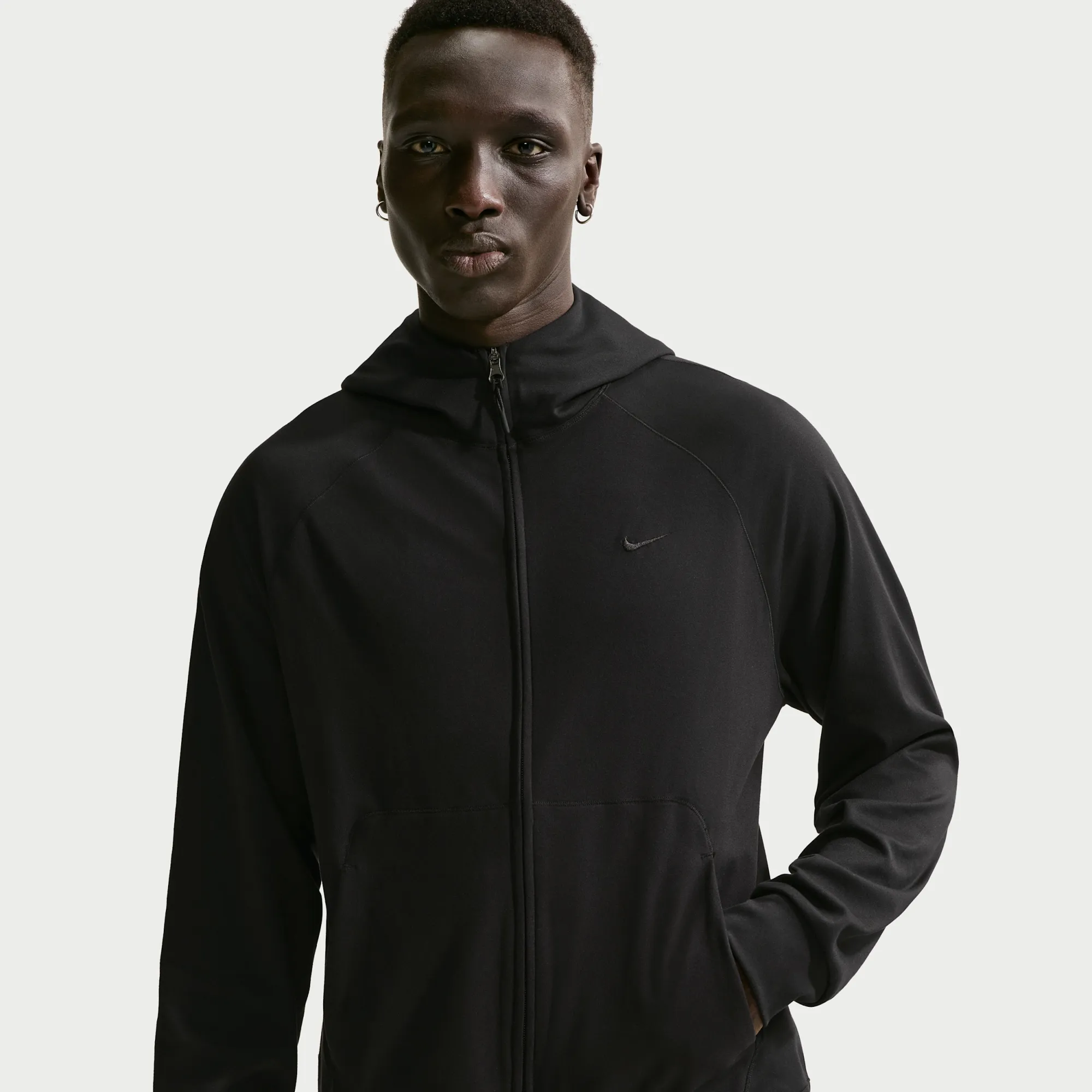 Nike Primary NanoKnit Men's Dri-FIT UV Protection Full-Zip Performance Hoodie - Black - Polyester/Elastane