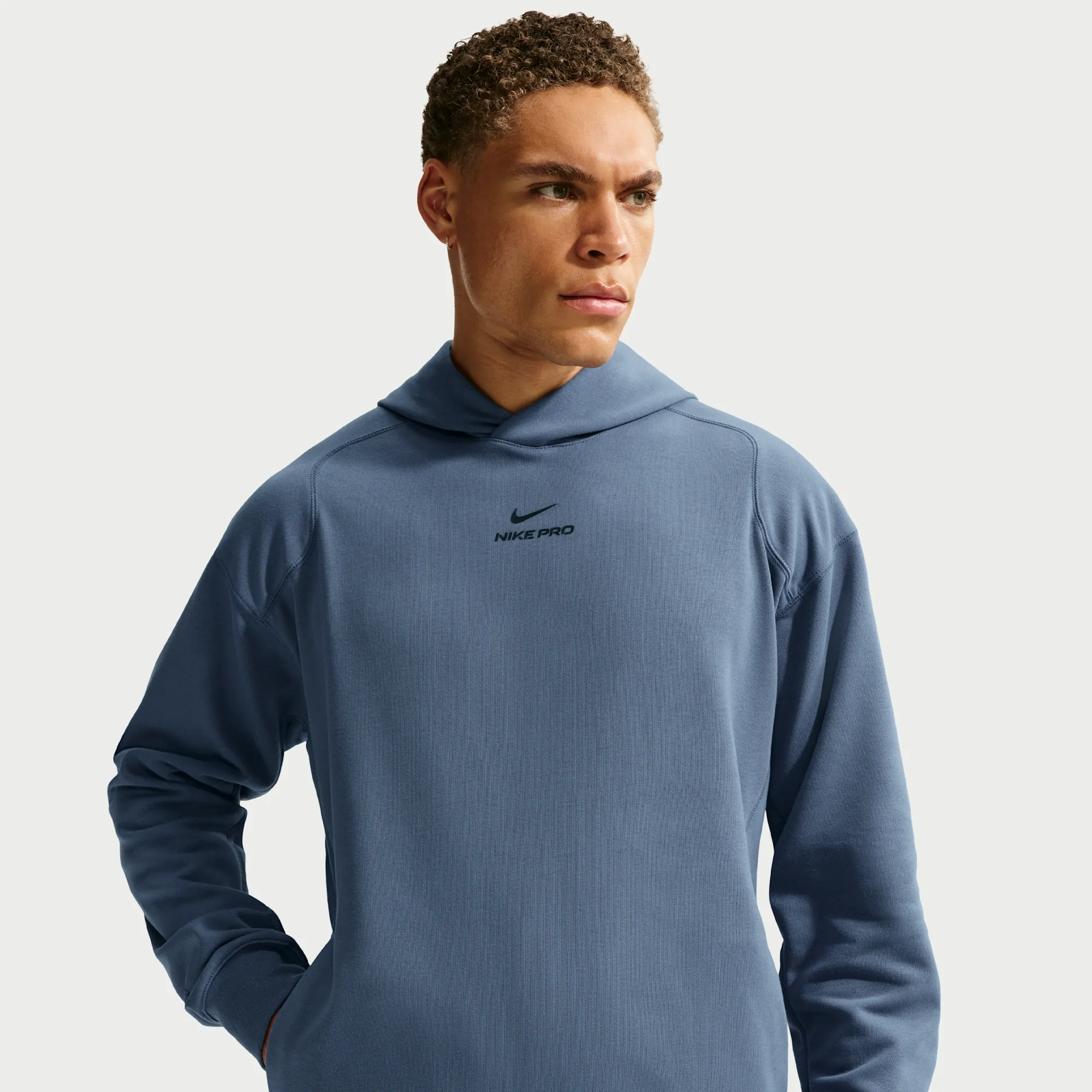 Nike Pro Men's Dri-FIT Mid Layer Training Hoodie - Blue - Polyester/Cotton