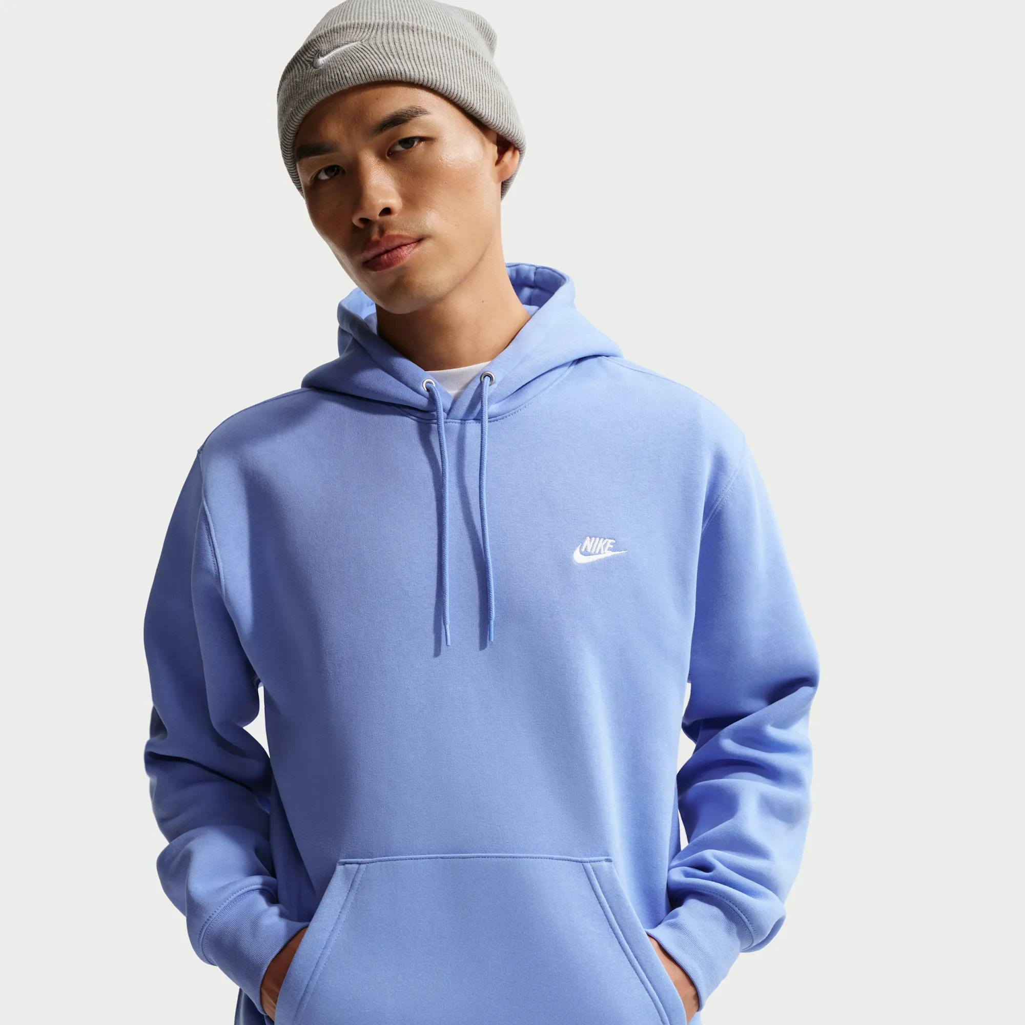 Nike Club Men's Pullover Fleece Hoodie - Blue - Cotton/Polyester