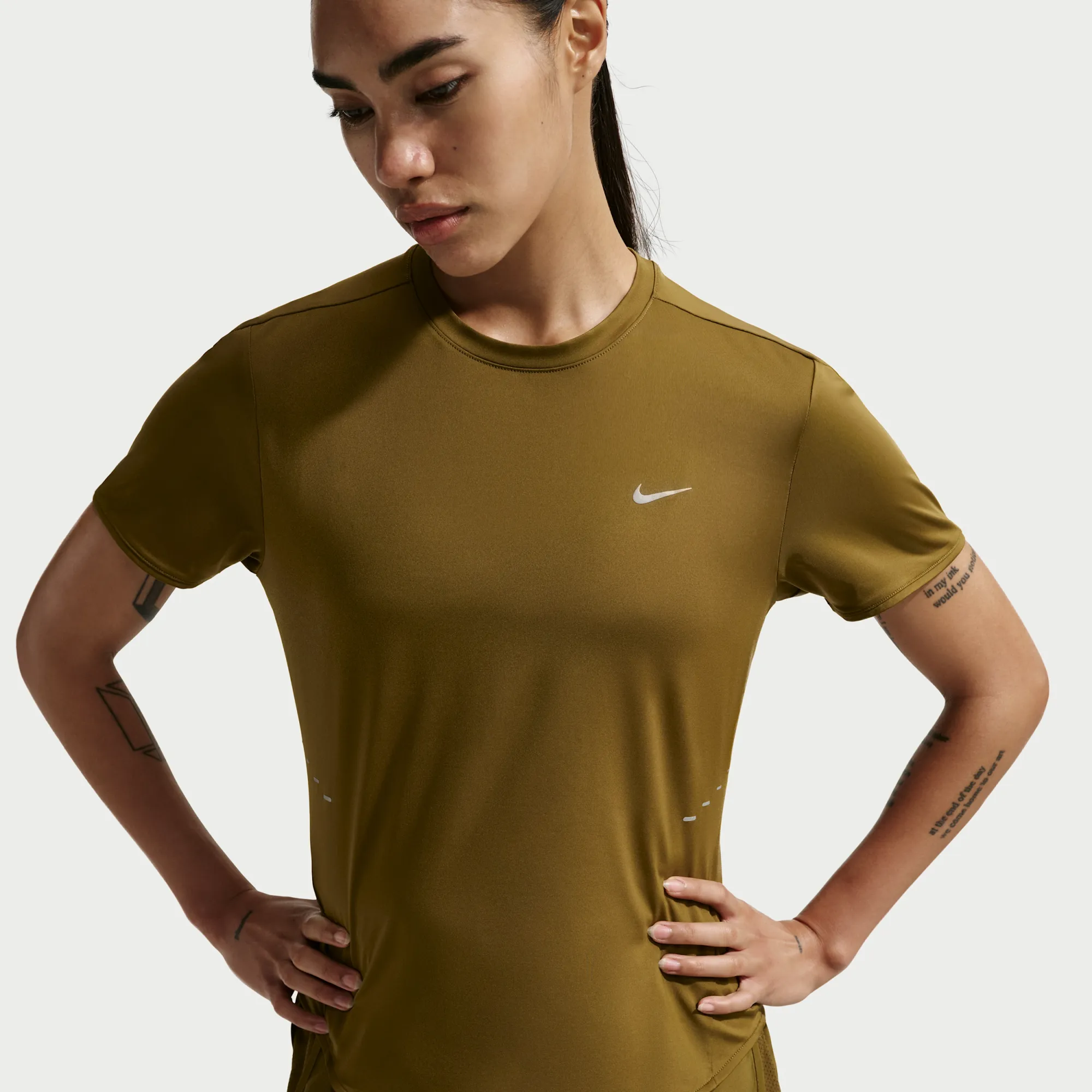 Nike Swift Women's Dri-FIT Short-Sleeve Running Top - Brown - Polyester/Elastane