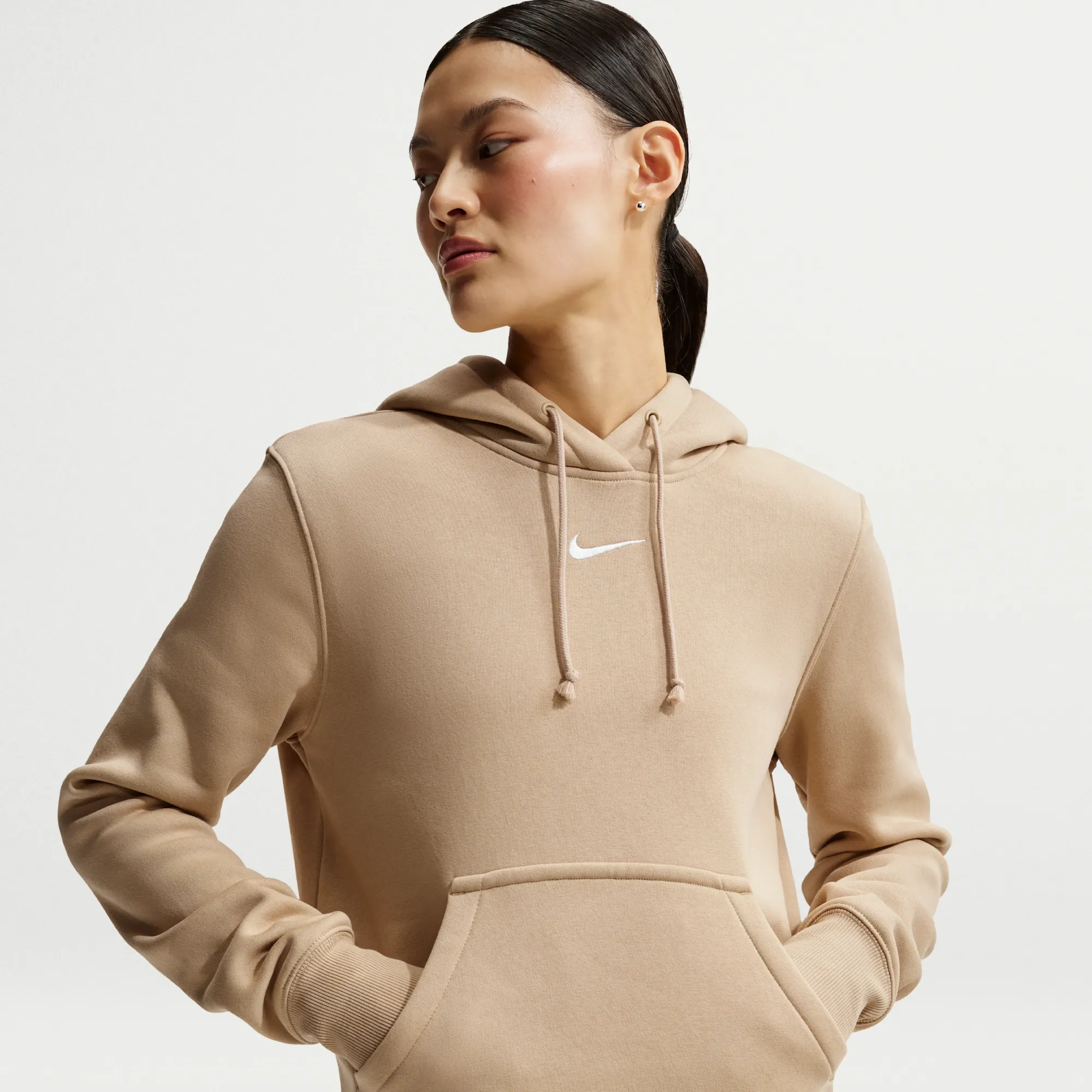 Nike Phoenix Fleece Women's Pullover Hoodie - Brown - Cotton/Polyester