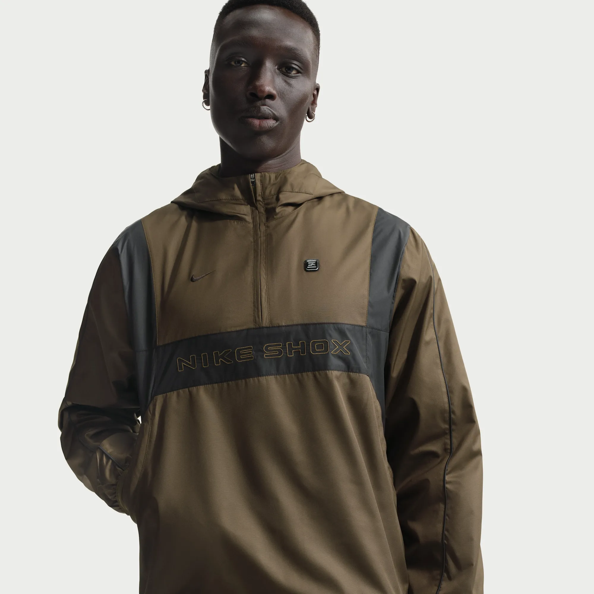 Nike Shox Men's Woven Half-Zip Jacket - Brown - Polyester