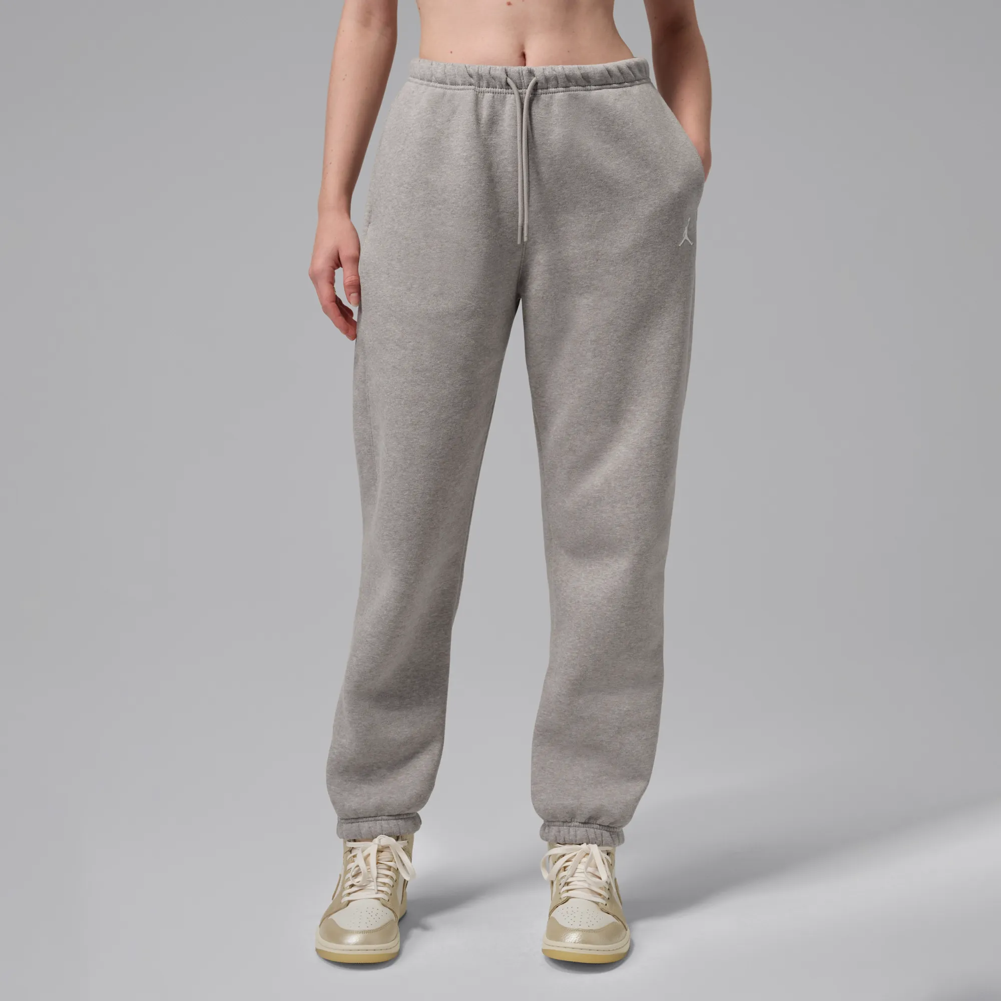 Nike Jordan Brooklyn Fleece Women's Trousers - Grey - Cotton/Polyester