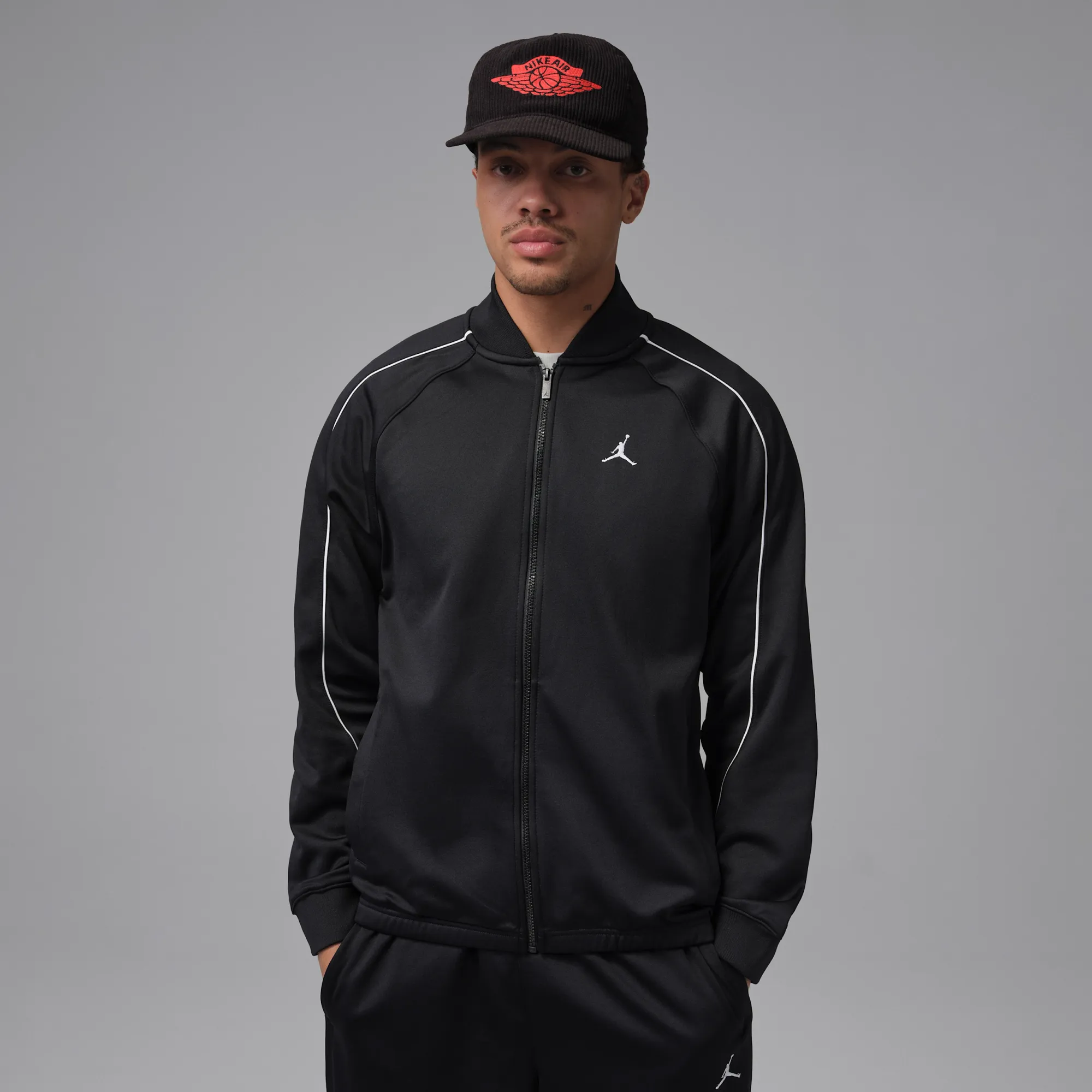 Nike Jordan Brooklyn Men's Tricot Track Jacket - Black - Polyester