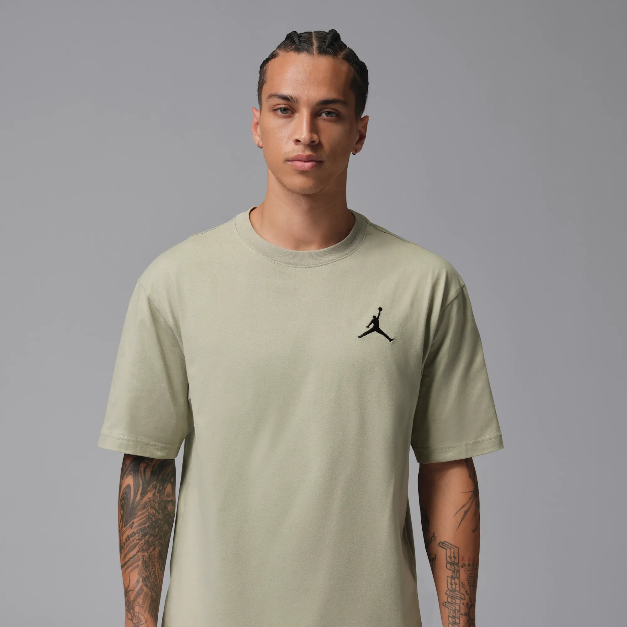 Nike Jordan Men's Embroidered Jumpman T-Shirt - Green - Cotton