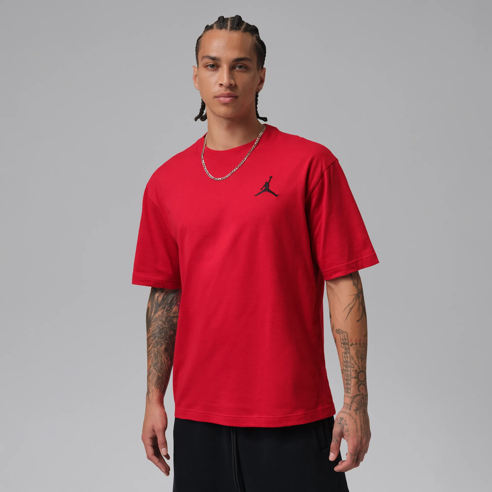 Nike Jordan Men's Embroidered Jumpman T-Shirt - Red - Cotton