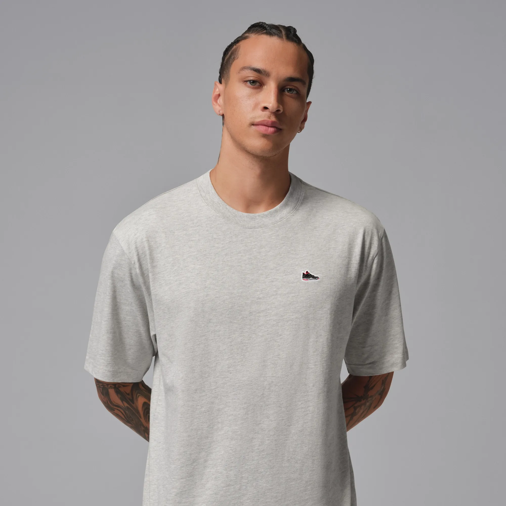 Nike Jordan Men's Sneaker Patch T-Shirt - Grey - Cotton