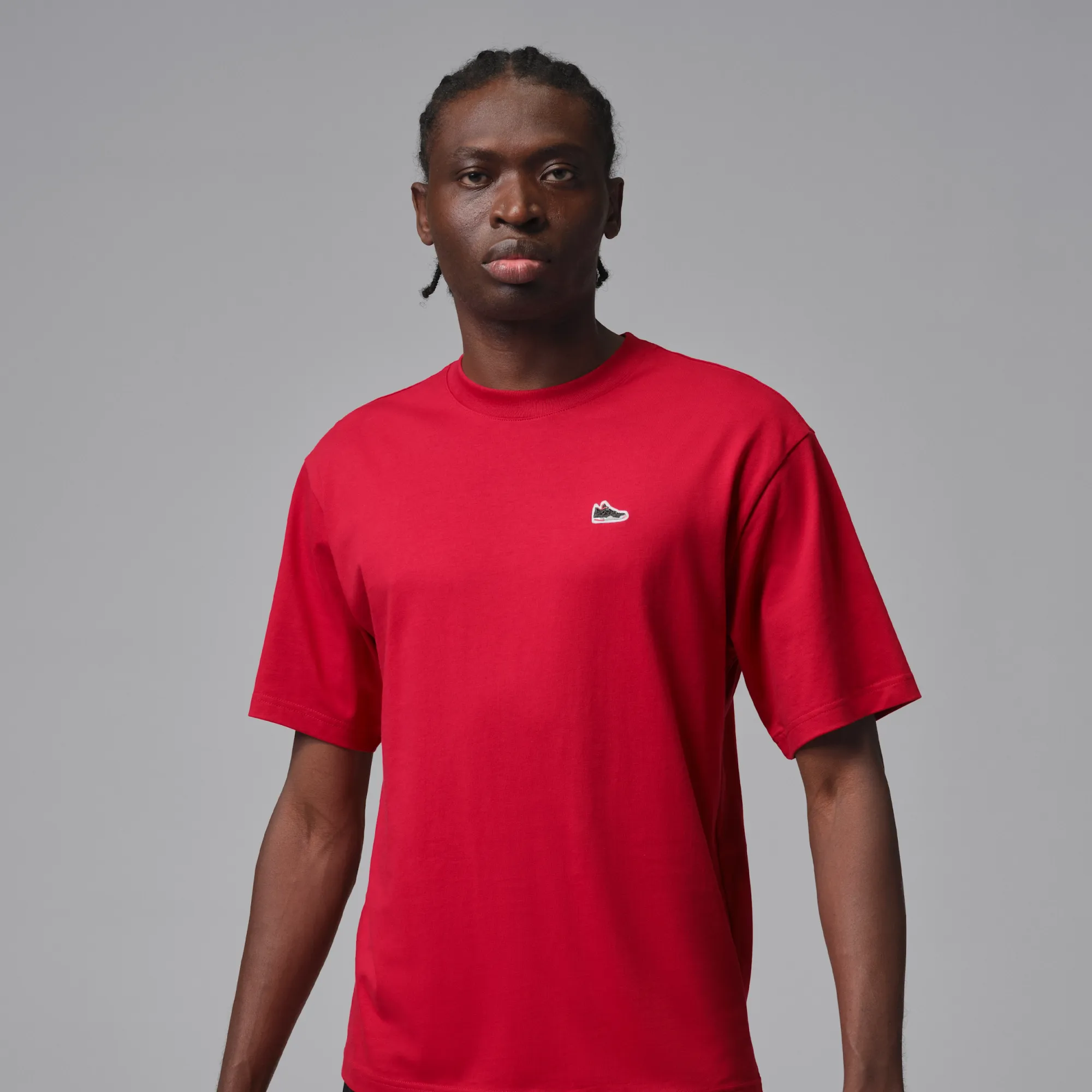 Nike Jordan Men's Sneaker Patch T-Shirt - Red - Cotton