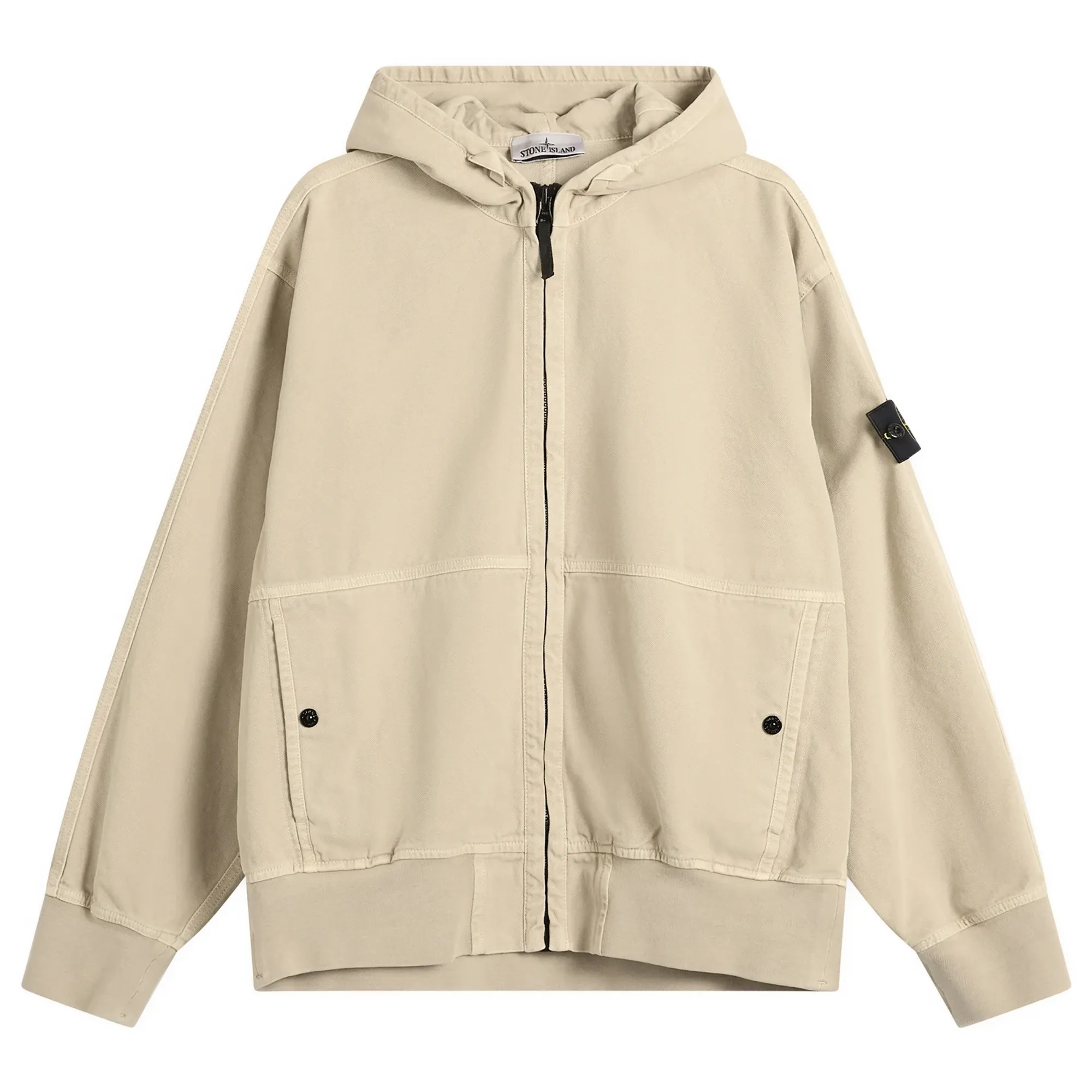 Stone Island Men's Panama Cotton Old Effect Hooded Jacket Desert