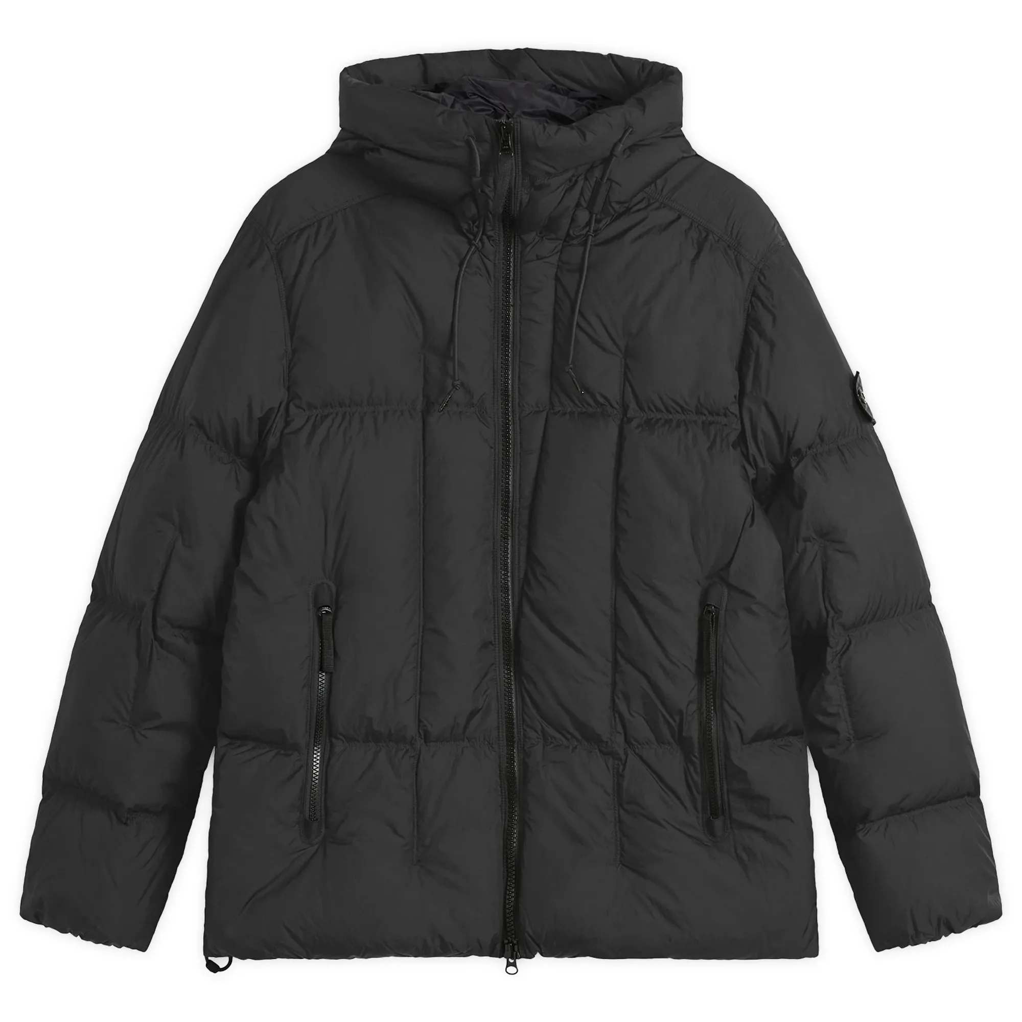 Stone Island Men's Seam Faded Light Nylon Tela Down Jacket Black