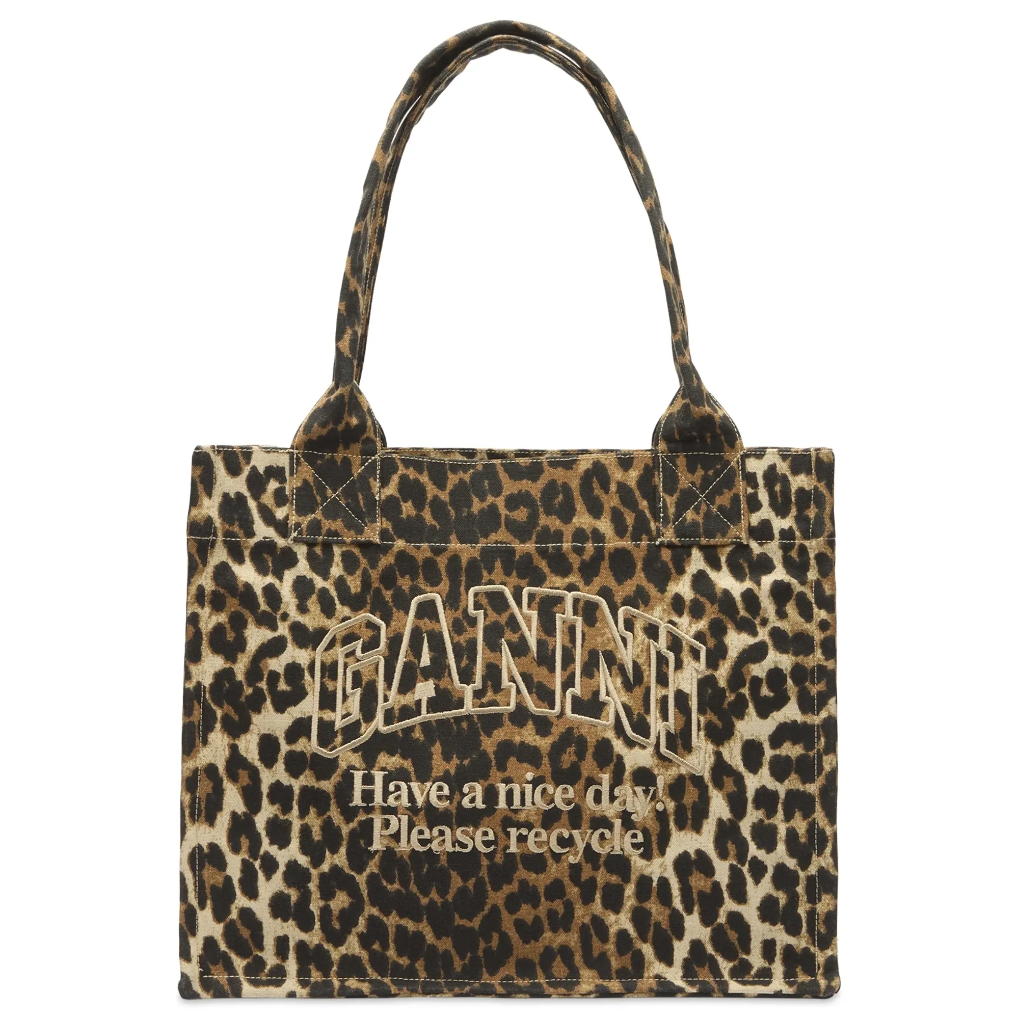 GANNI Women's Large Easy Shopper Bag Leopard