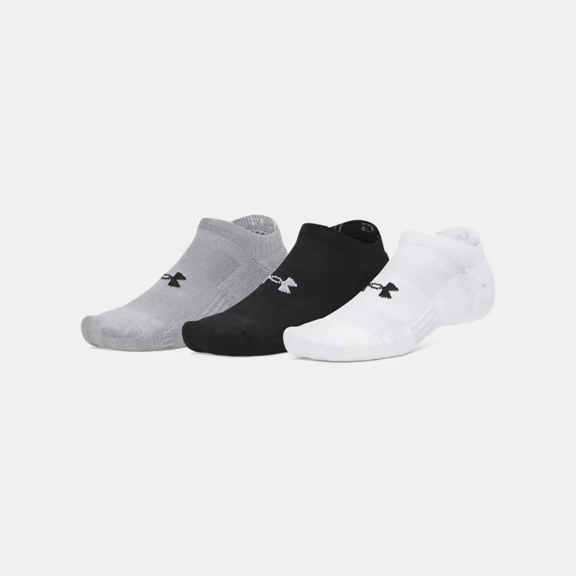 Under Armour Performance Cotton Unisex 3-Pack No Show Socks White / Steel / Steel XL