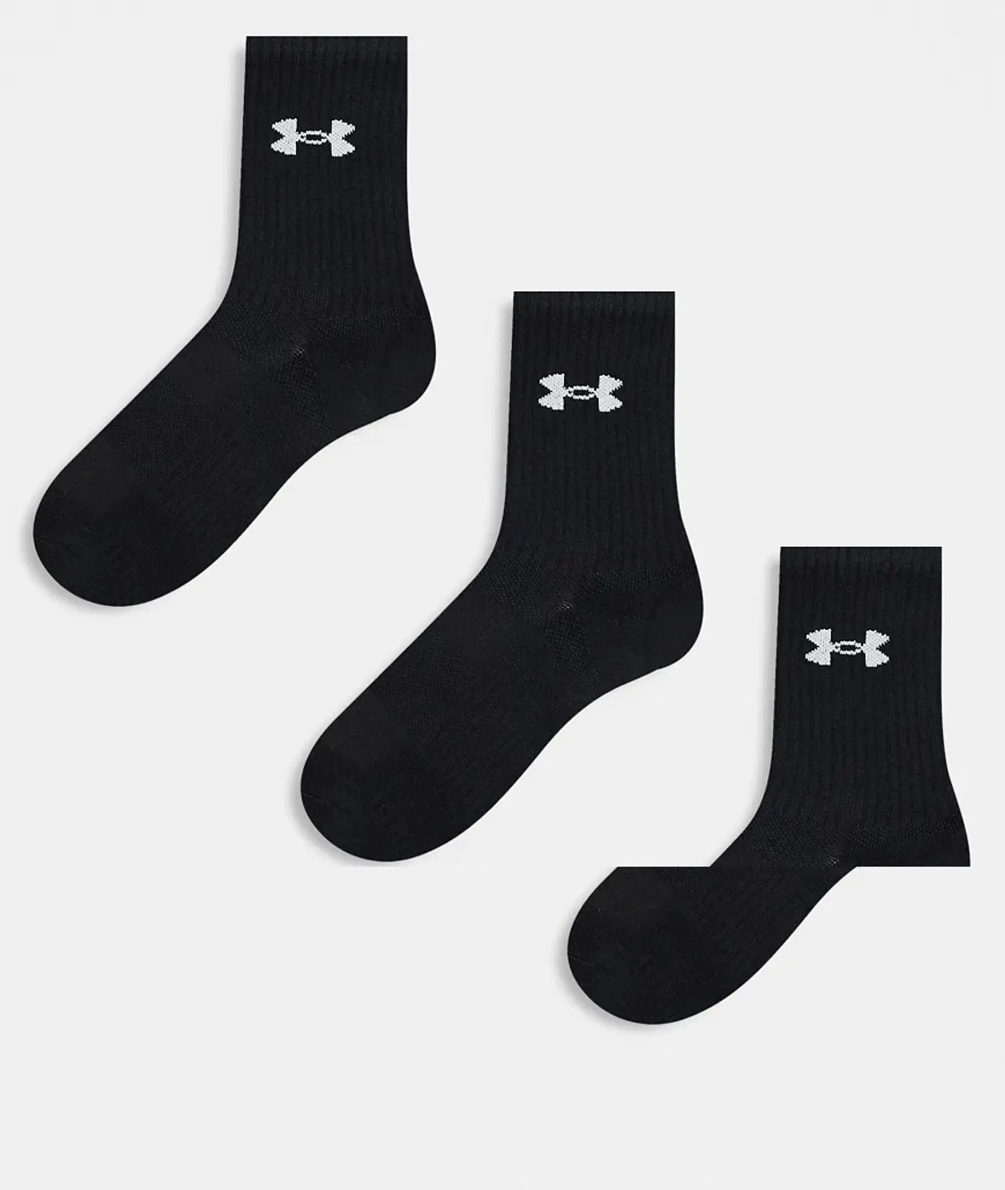 Under Armour  Performance Cotton Unisex 3-Pack Crew Socks Ultimate Black / Ultimate Black / White L