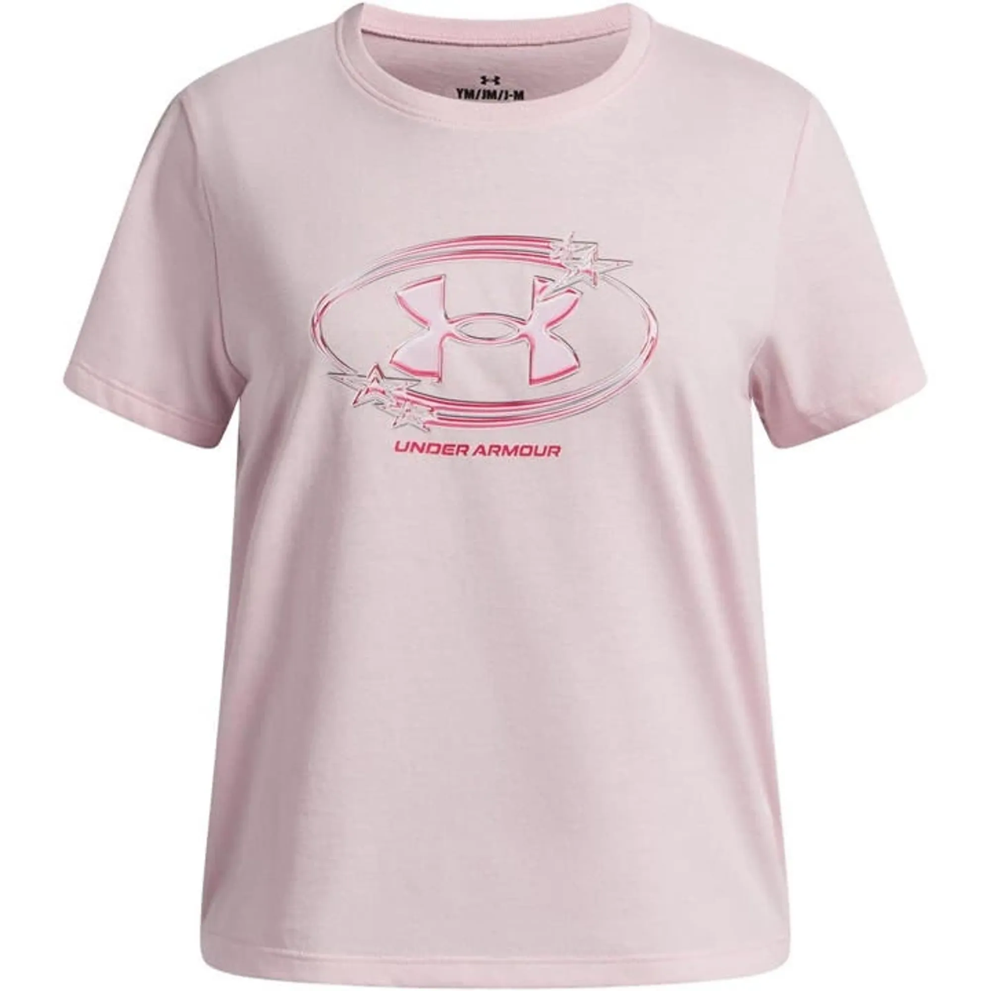 Under Armour  Star Logo Lockertag Girls' Short Sleeve Prime Pink / Pink Rave YLG