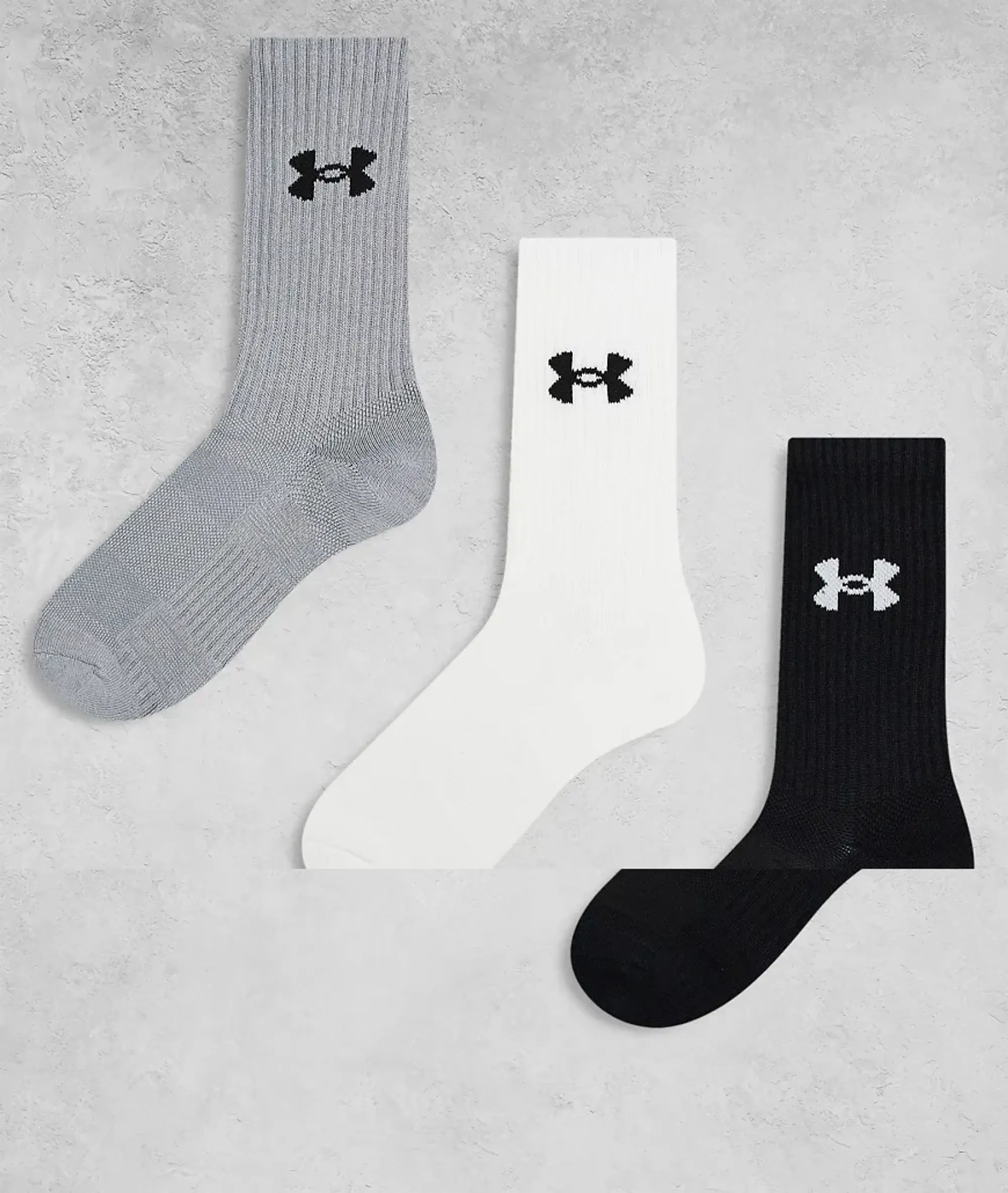 Under Armour  Performance Cotton Unisex 3-Pack Crew Socks White / Steel / Steel L