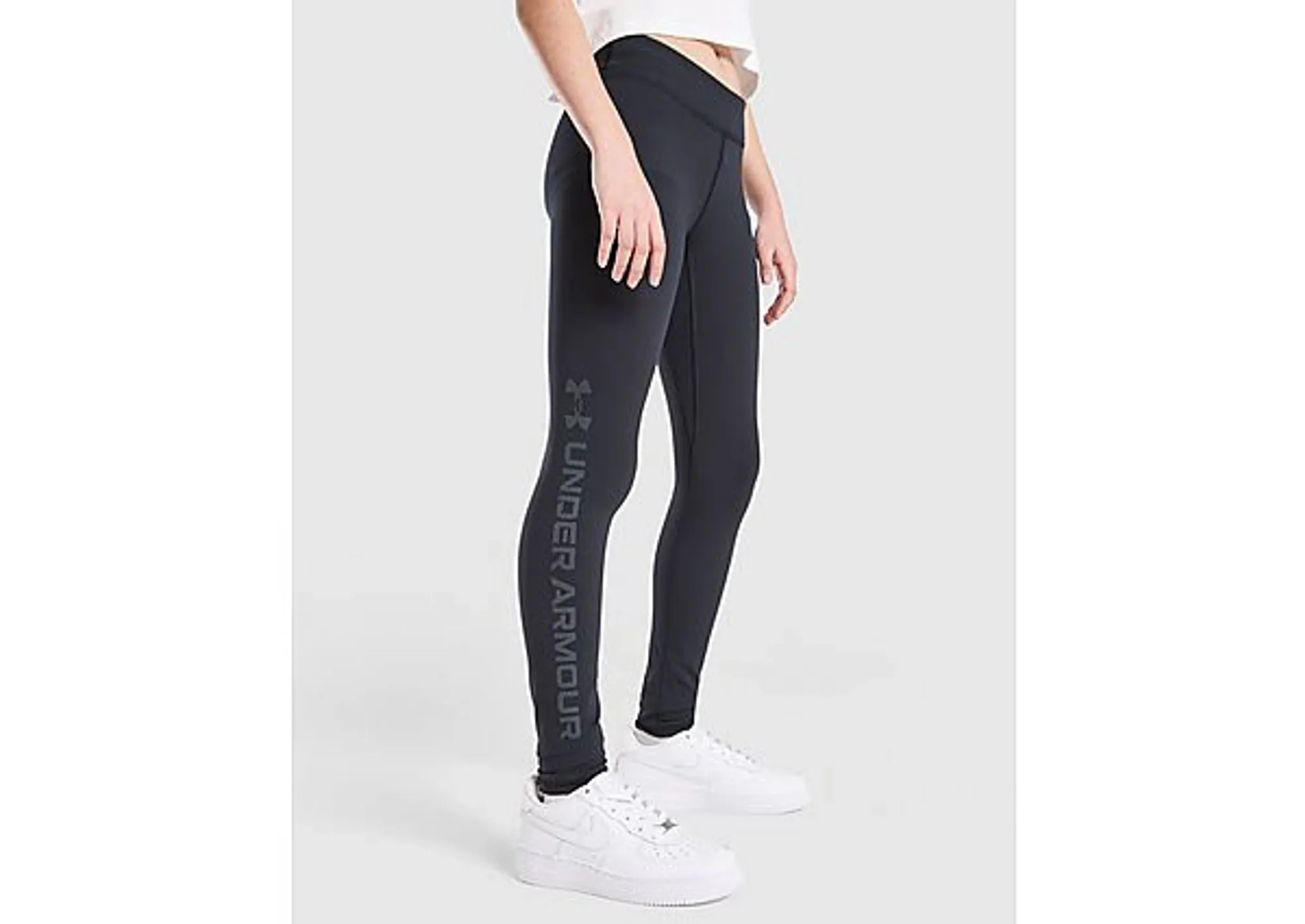 Under Armour Motion Branded Girls' Leggings Black / Mod Gray YLG