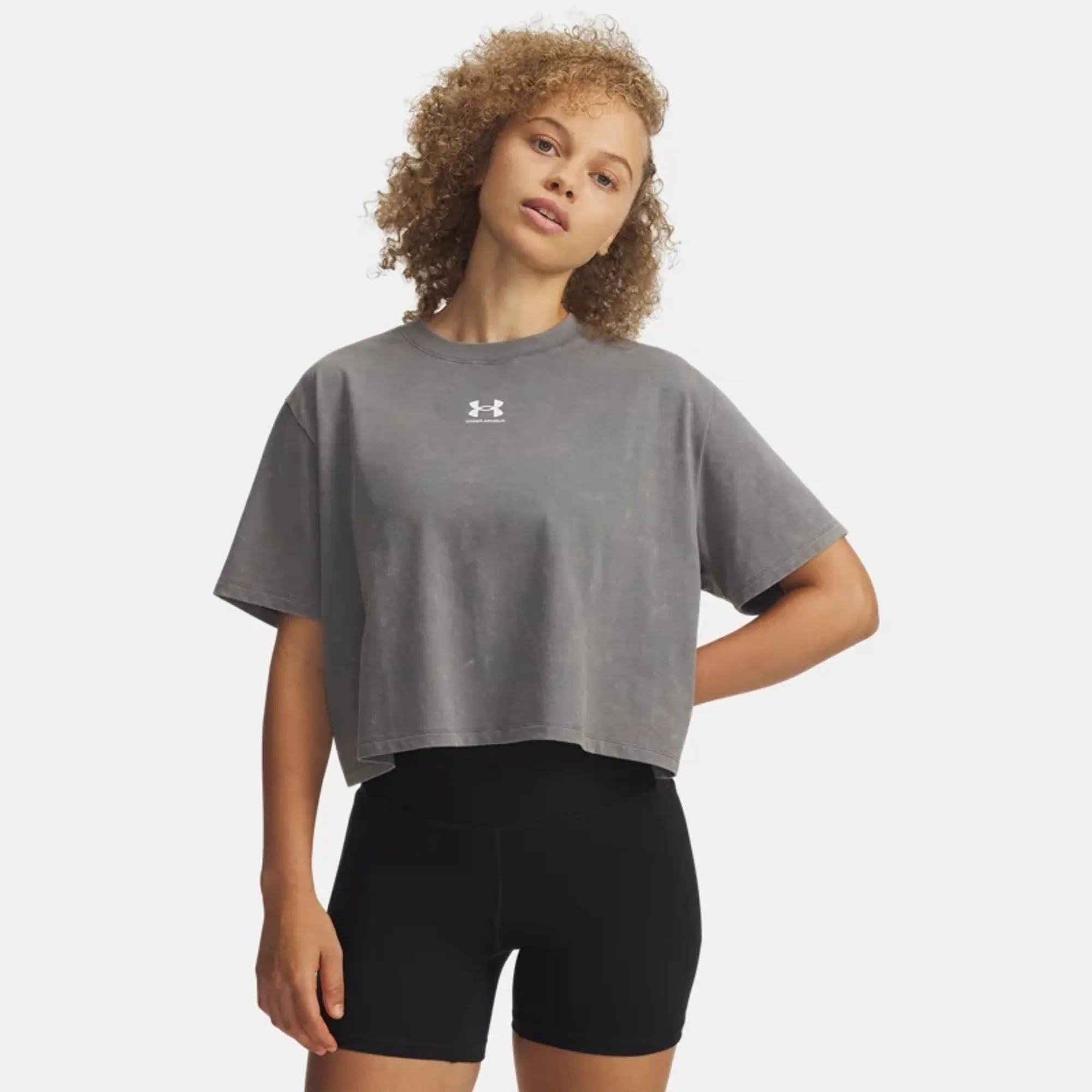 Under Armour Rival Boxy Wash Women's T-Shirt Clay Green / White L